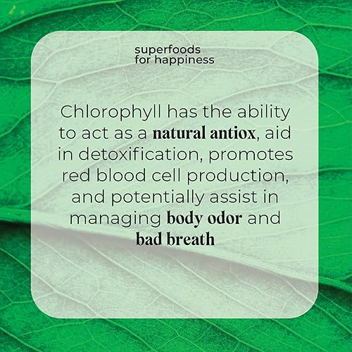 Miniatura 8 de Clorofila y espirulina Energy Boost - Suministro masticable de 2 meses, apoyo de energía y digestión, desodorante natural, cuidado de la piel,