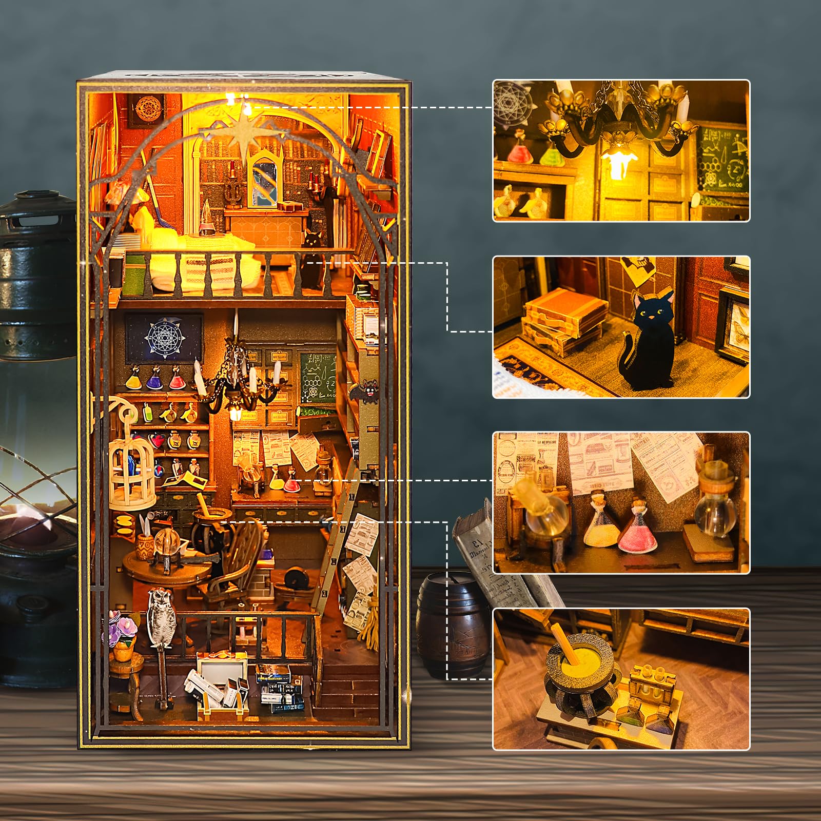 DeAO Book Nook Kit Detective Agency - 3D Holz Puzzle Für Kinder Ab 10 & Erwachsene