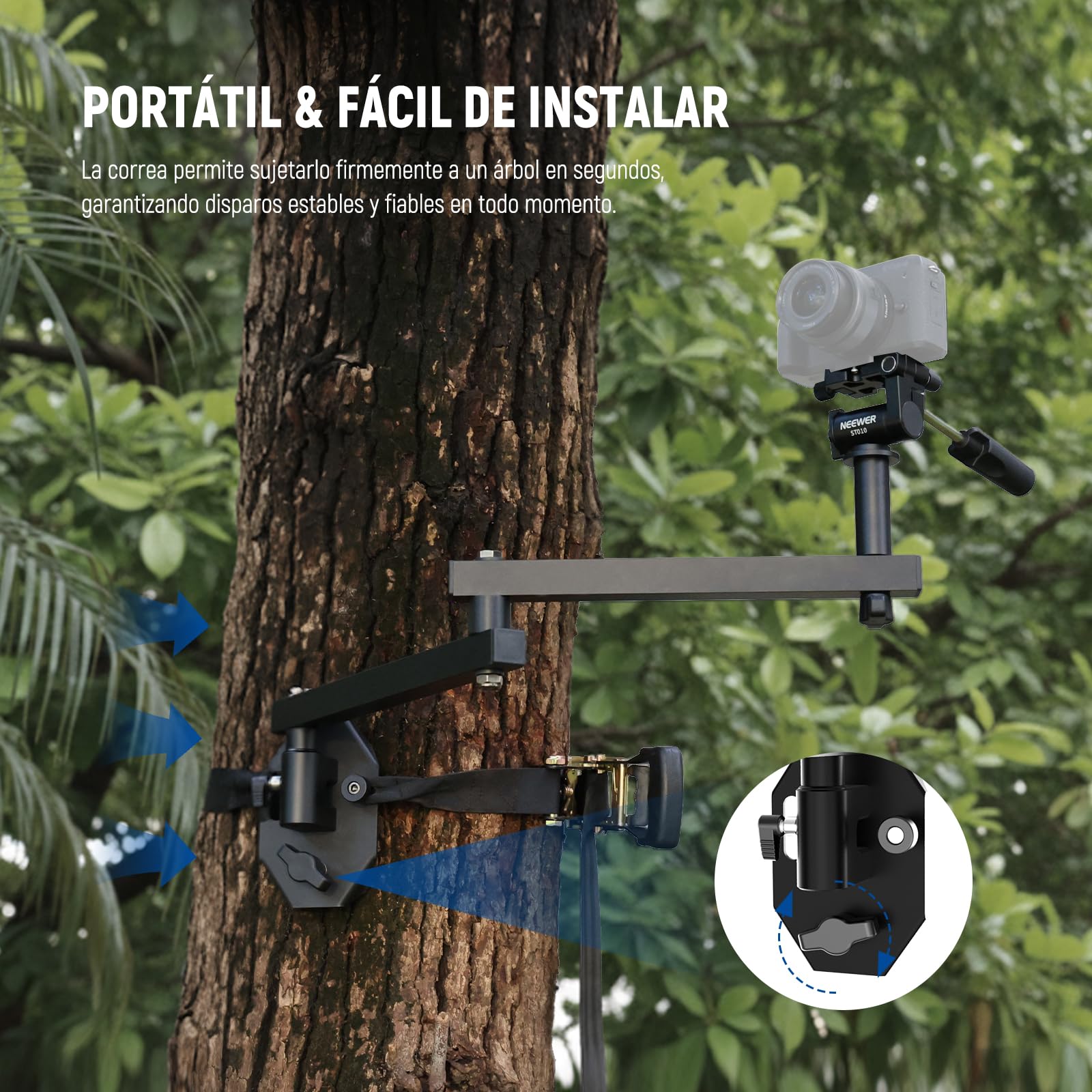 NEEWER 61 cm Magic Arm para cámara de Caza al Aire Libre, más de 5 Juntas silenciosas, Soporte de Eje Ligero de Aluminio con Nivel de Burbuja, Mango ergonómico, Correa para filmar Animales ST010