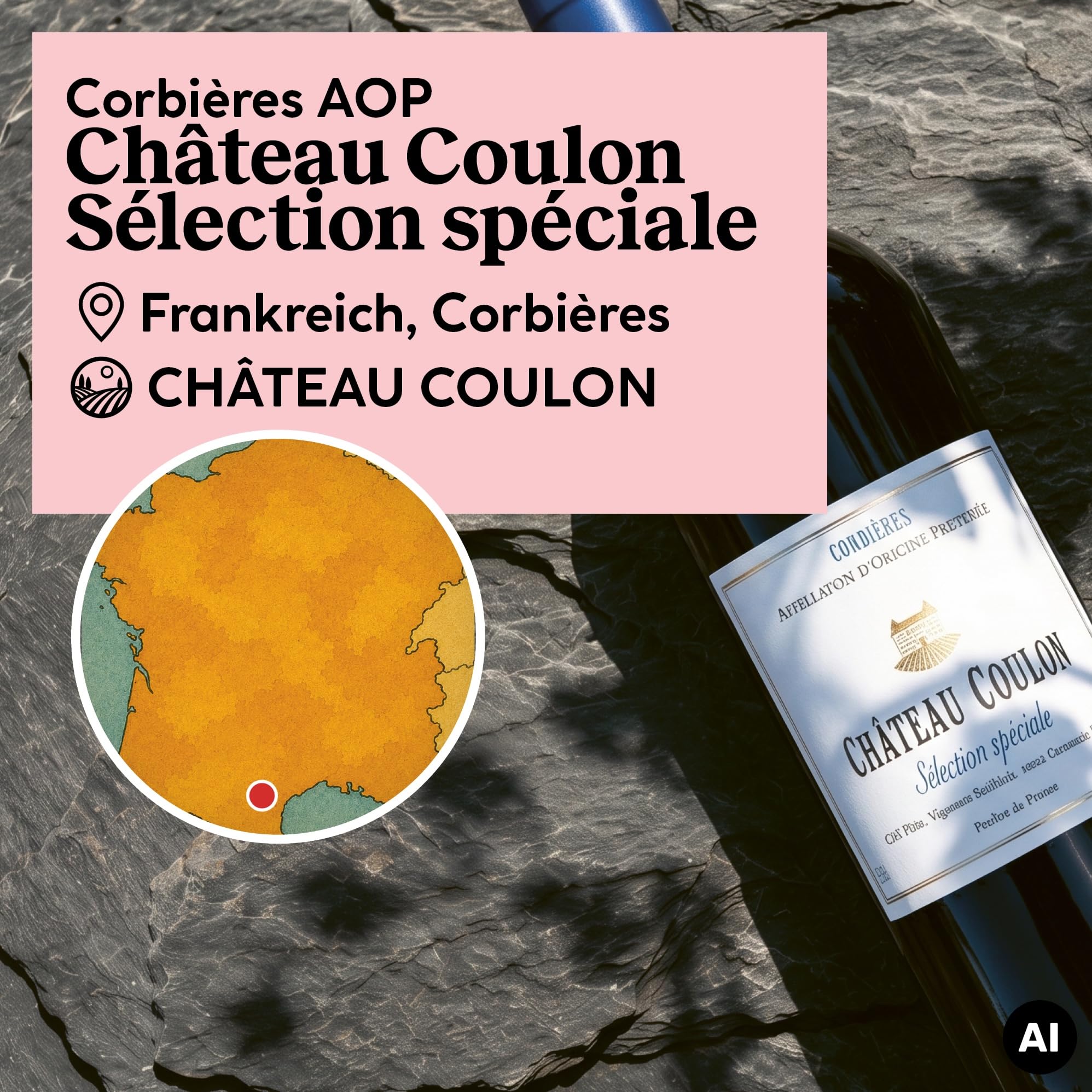 DELINAT Château Coulon spéciale 2023 – Französischer Bio-Rotwein trocken | Cuvée aus Carignan, Syrah, Grenache, Mourvèdre - Aus dem Languedoc – Charaktervoll & kräftiger Rotwein – Vegan 6x 0,75l