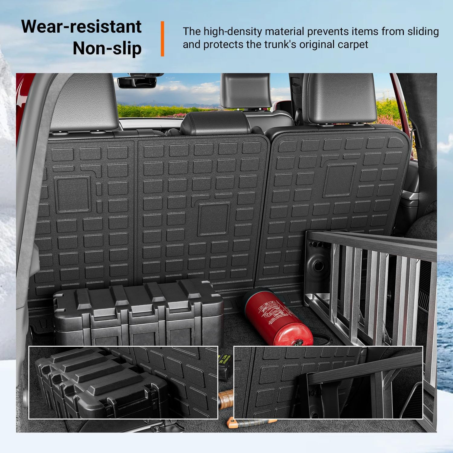 powoq 5 Seats Backrest Mat Compatible with 2022-2026 Jeep Grand Cherokee Rear Backrest Liner Replacement for 2022-2026 Jeep Grand Cherokee Accessories(Backrest Mat)