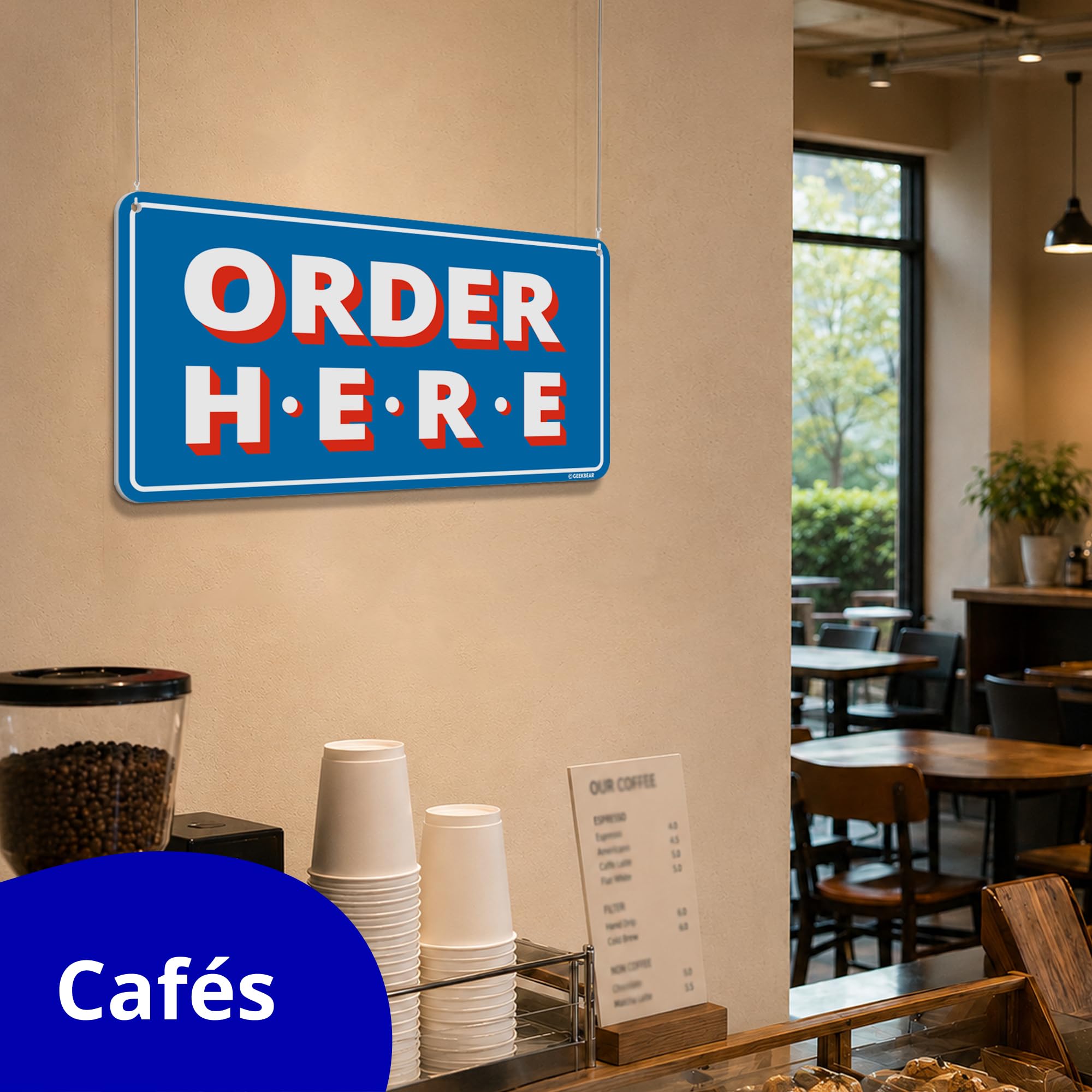 Amazon | GEEKBEAR Order Here and Pick Up Here Signs (Blue) -ご注文 