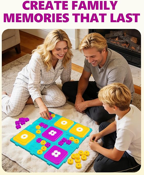 Ultimate Tic Tac Toe Board Game – Strategic Family Game for Adults & Kids – Portable Travel Puzzle, for Game Night