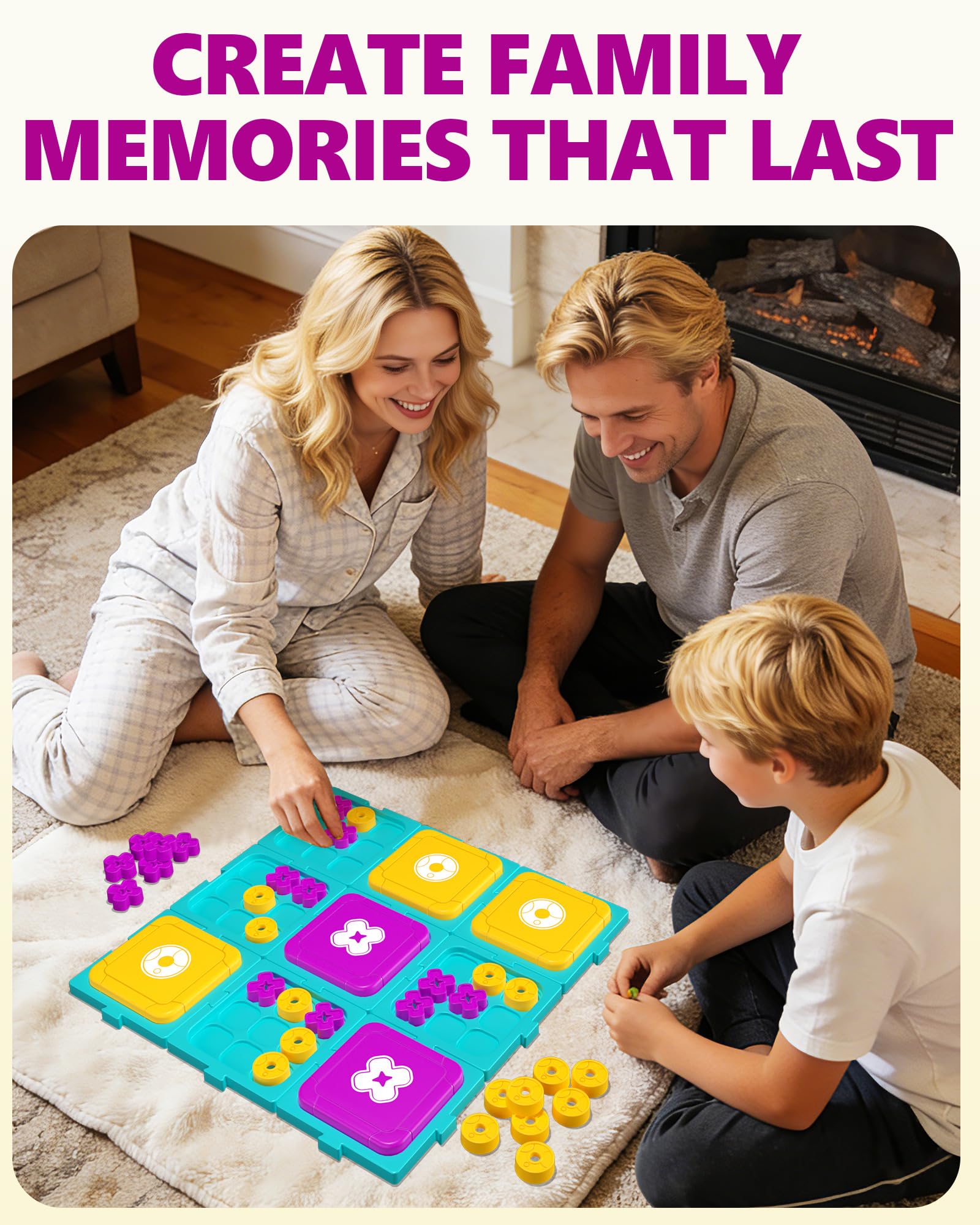 Ultimate Tic Tac Toe Board Game - Strategic Family Game for Adults & Kids - Portable Travel Puzzle, for Game Night - Image 3