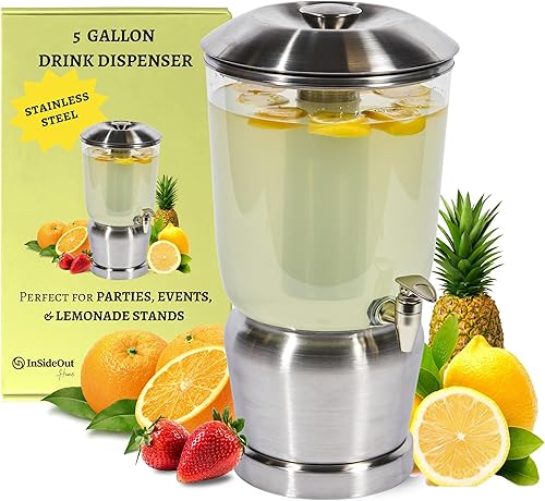 Dispensador de bebidas con cámaras de hielo, dispensador de agua de té de limonada con grifo, jarra de acero inoxidable para bebidas, perfecto para