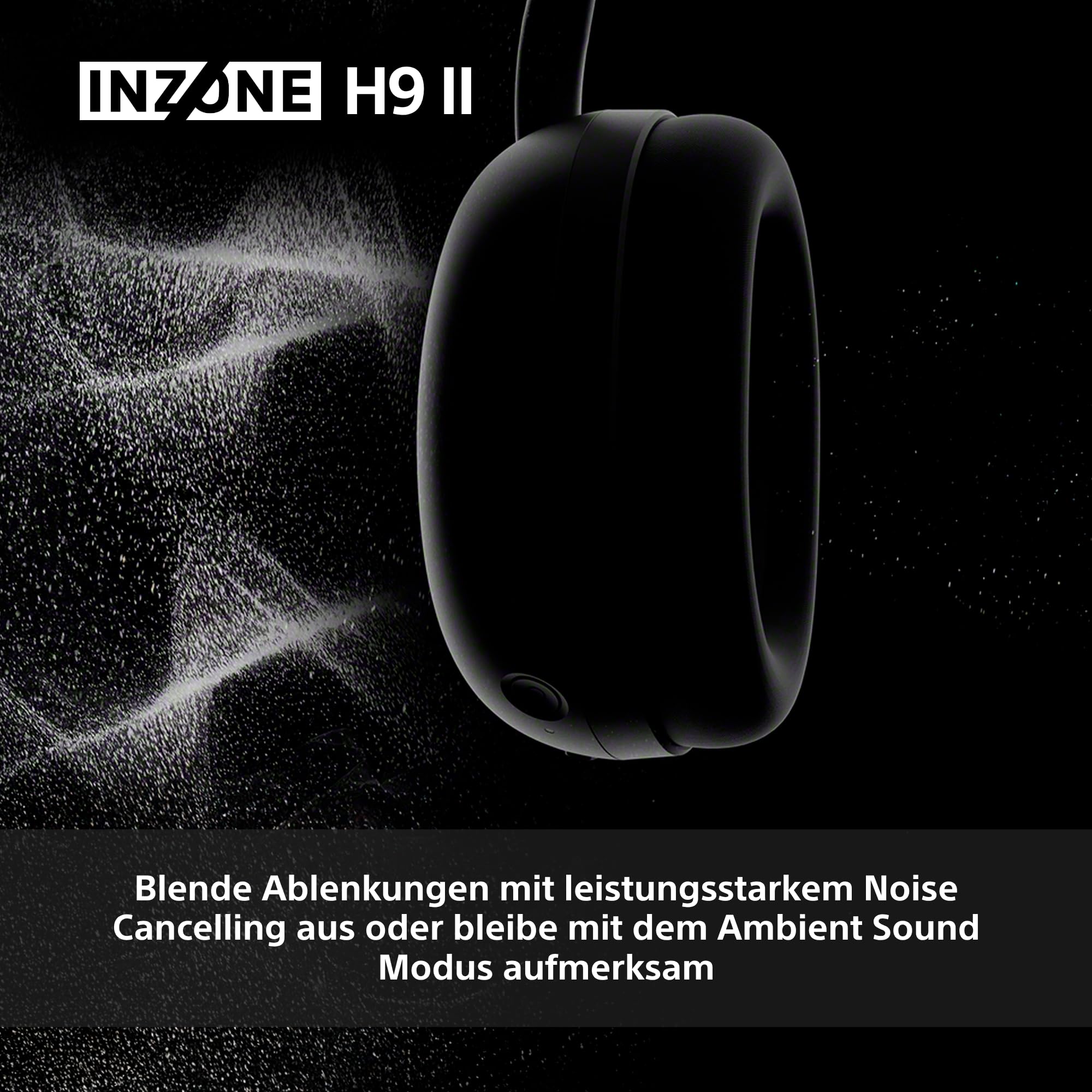 Sony INZONE H9 II Kabelloses Noise Canceling PC-Gaming Headset, Leicht, Anpassbarer Sound-EQ, Abnehmbares Kardioid-AI-Mikrofon, 30h Akku, 2.4GHz & Bluetooth, Soft Case Inklusive, Schwarz