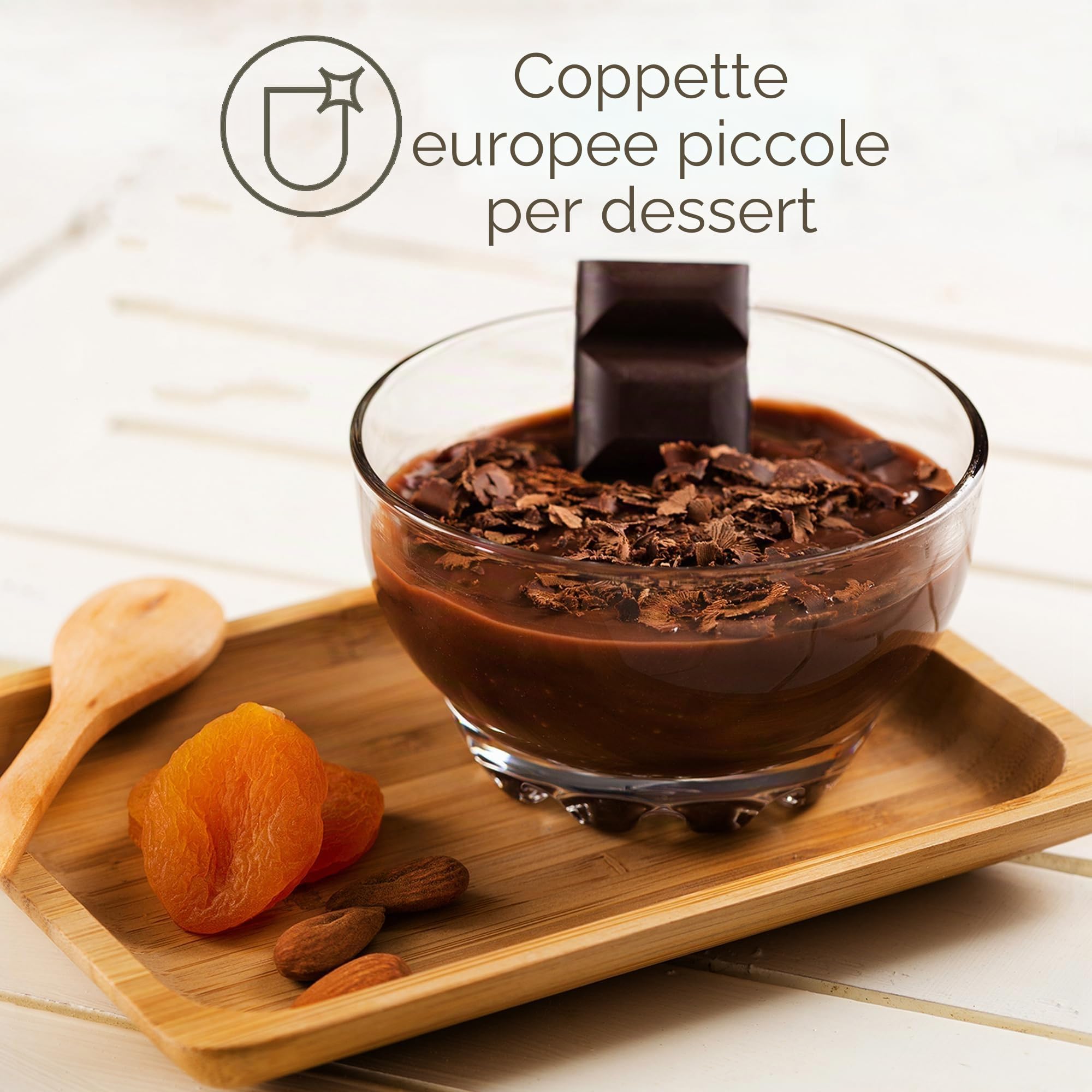 CRYSTALIA Set 6 Ciotole Impilabili Premium in Vetro - 100% Senza Piombo per Gelato, Dessert, Budino - Bicchieri e Tazze da Immersione