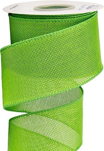 Ribbli Cinta de arpillera verde manzana, 2-12 pulgadas x 10 yardas, cinta de borde con alambre para lazo grande, corona, decoración de árbol,