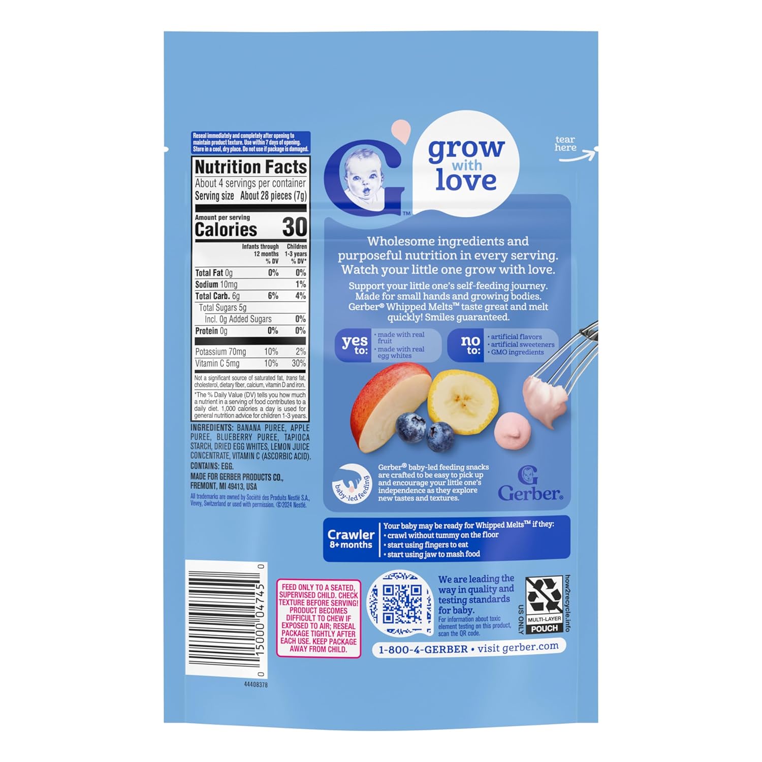 Gerber Natural for Baby Whipped Melts - Banana Apple Blueberry, 7Count