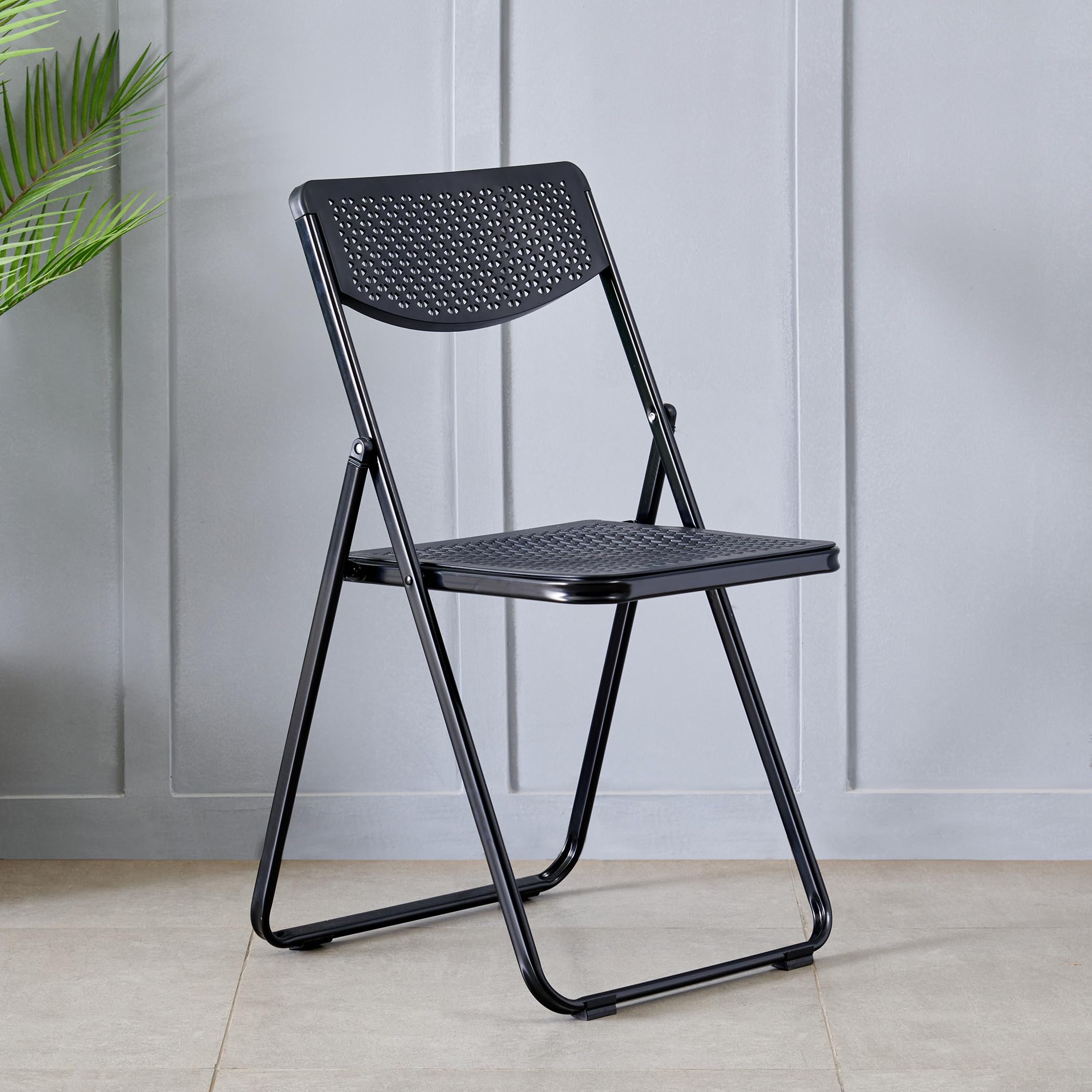 Home Centre Kreo Metal Folding Chair - Black-image-38