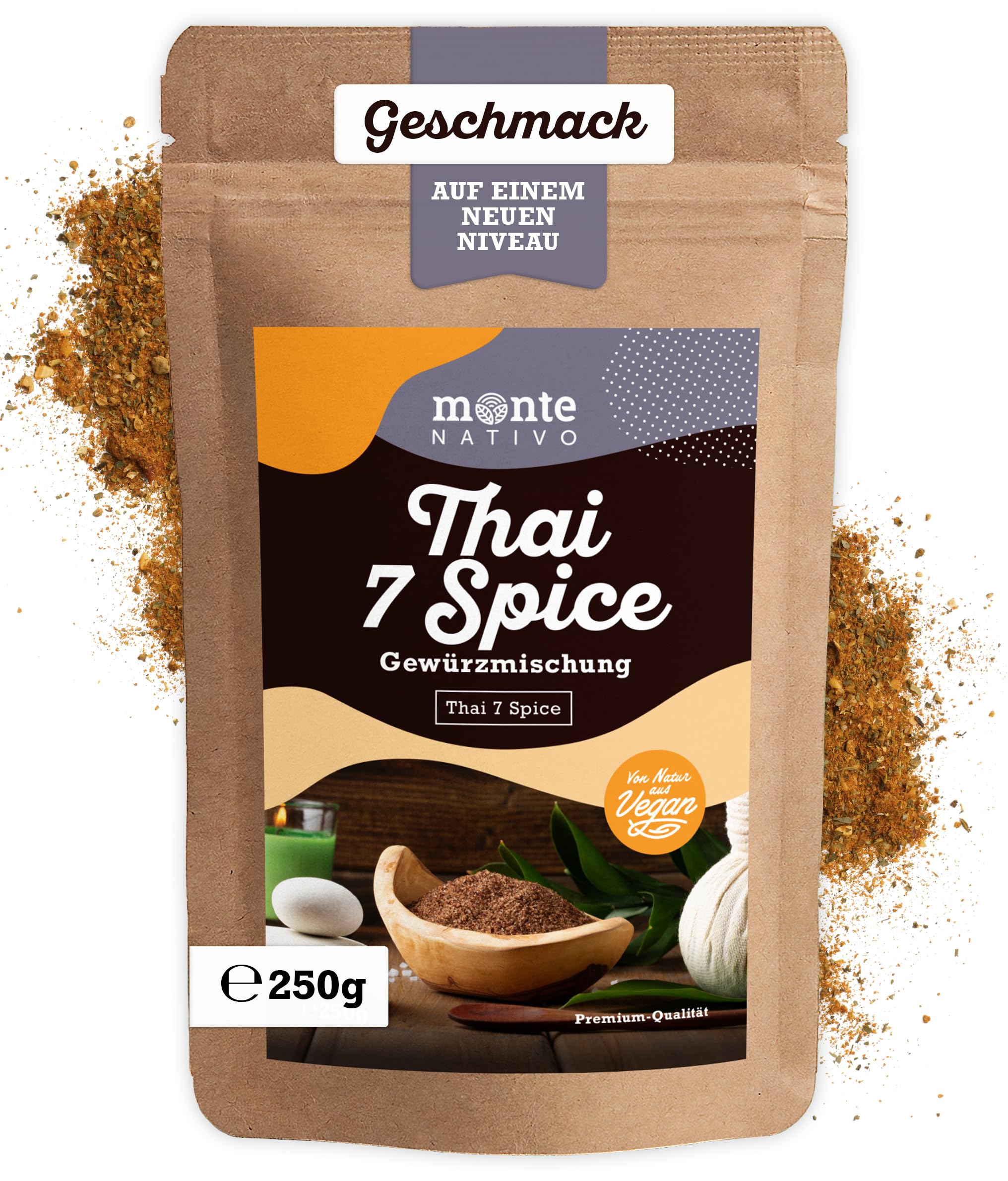 Thai 7 Spice Monte Nativo (250g) - Thai Spice Blend - Asian Seasoning - Gently dried and aromatic Spices ideal for Cooking and Seasoning