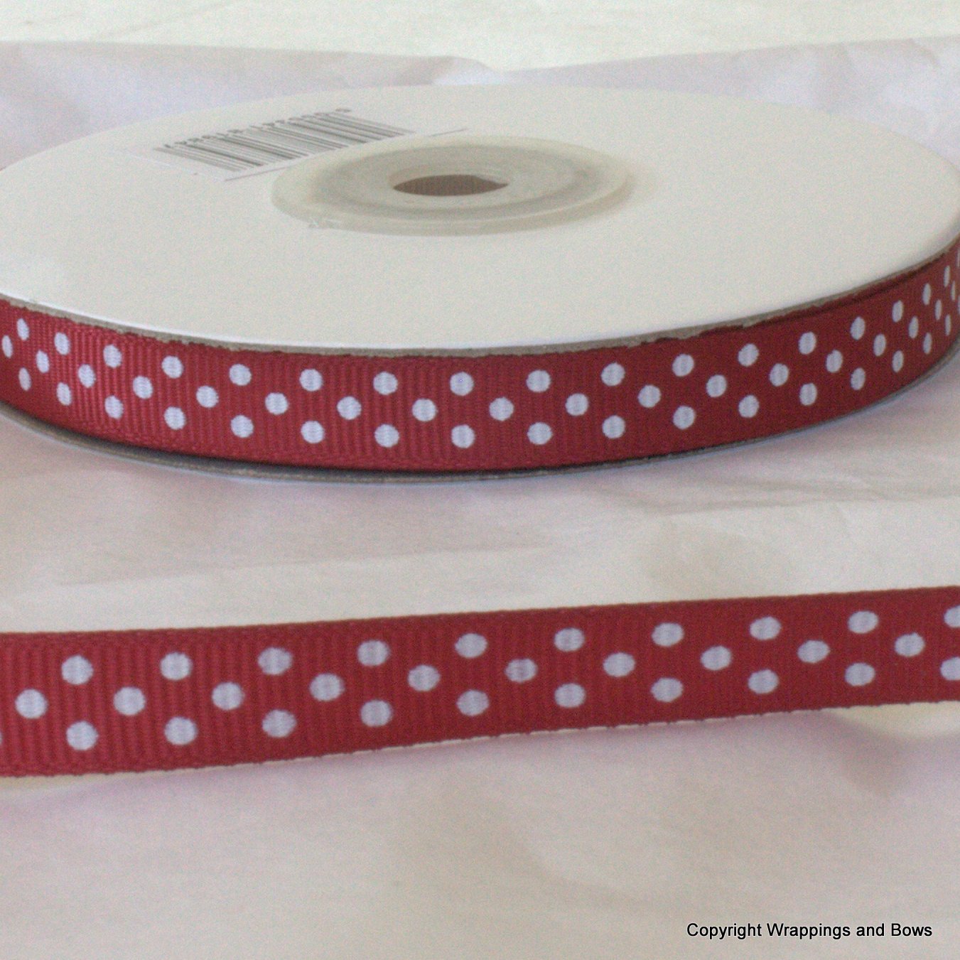Wrappings And Bows Burgundy Polka Dot Grosgrain Ribbon 10Mm Wide X 25 Metre Reel