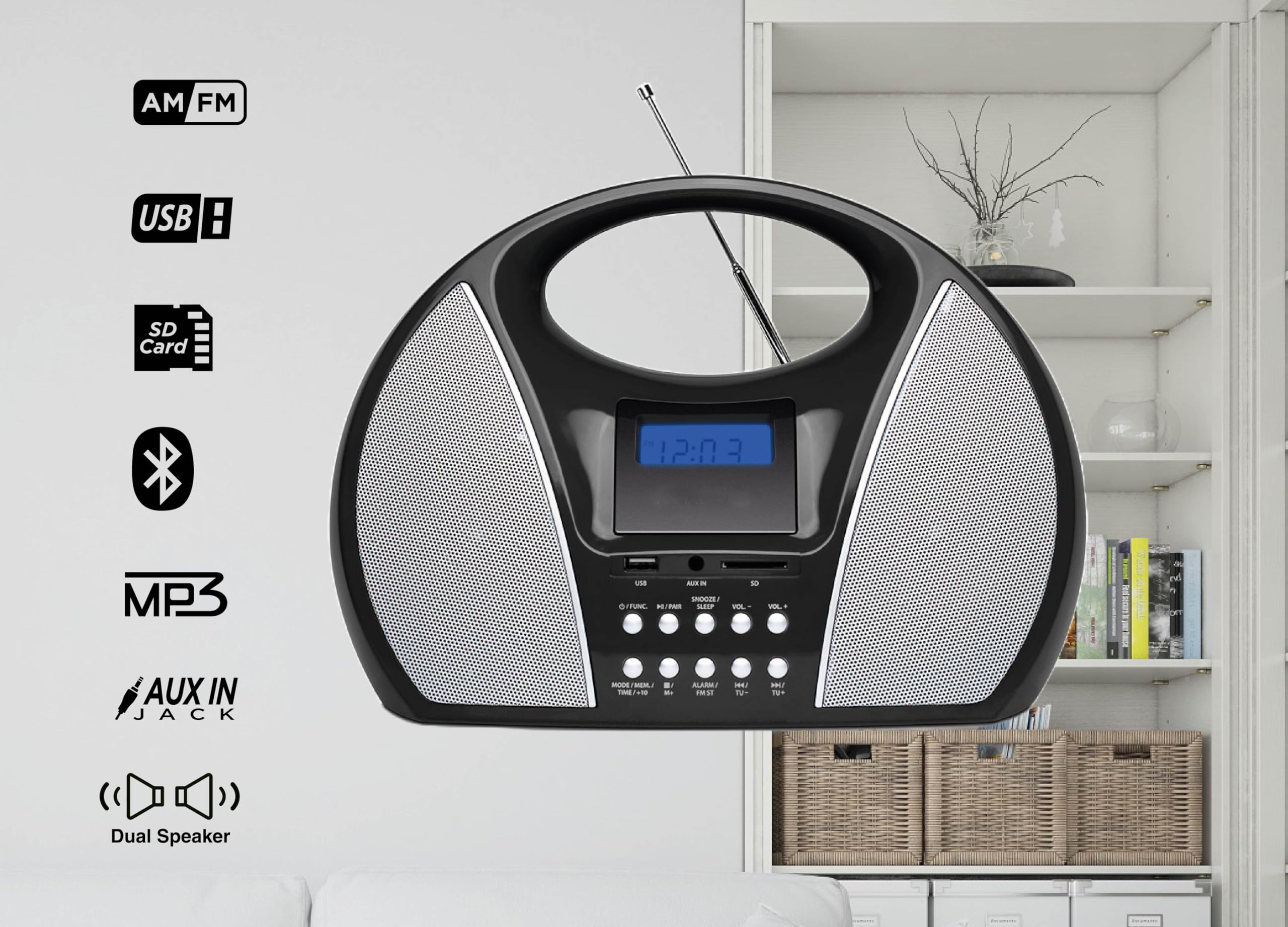 Bluetooth Radio HANNLOMAX Portable AM/FM Radio With Bluetooth, USB/SD ...