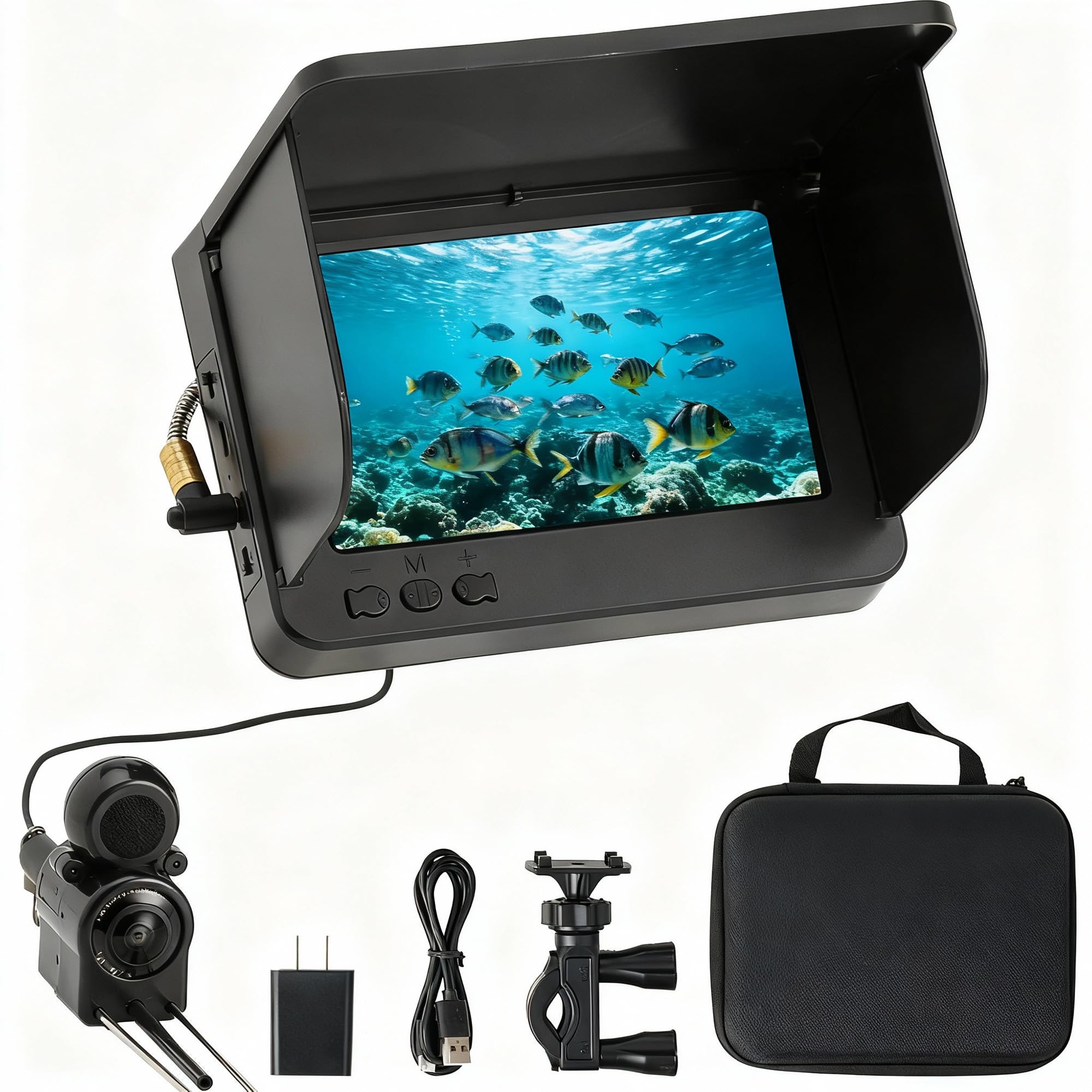 Photo 1 of Jiisquilyx Portable Fish Finder with Underwater Camera: IP68 Waterproof 5 Inch IPS Display for Ice/Lake Fishing & Murky Conditions| Depth Finder for Ice Fishing/Boats/Kayaks with 8000mAh Battery