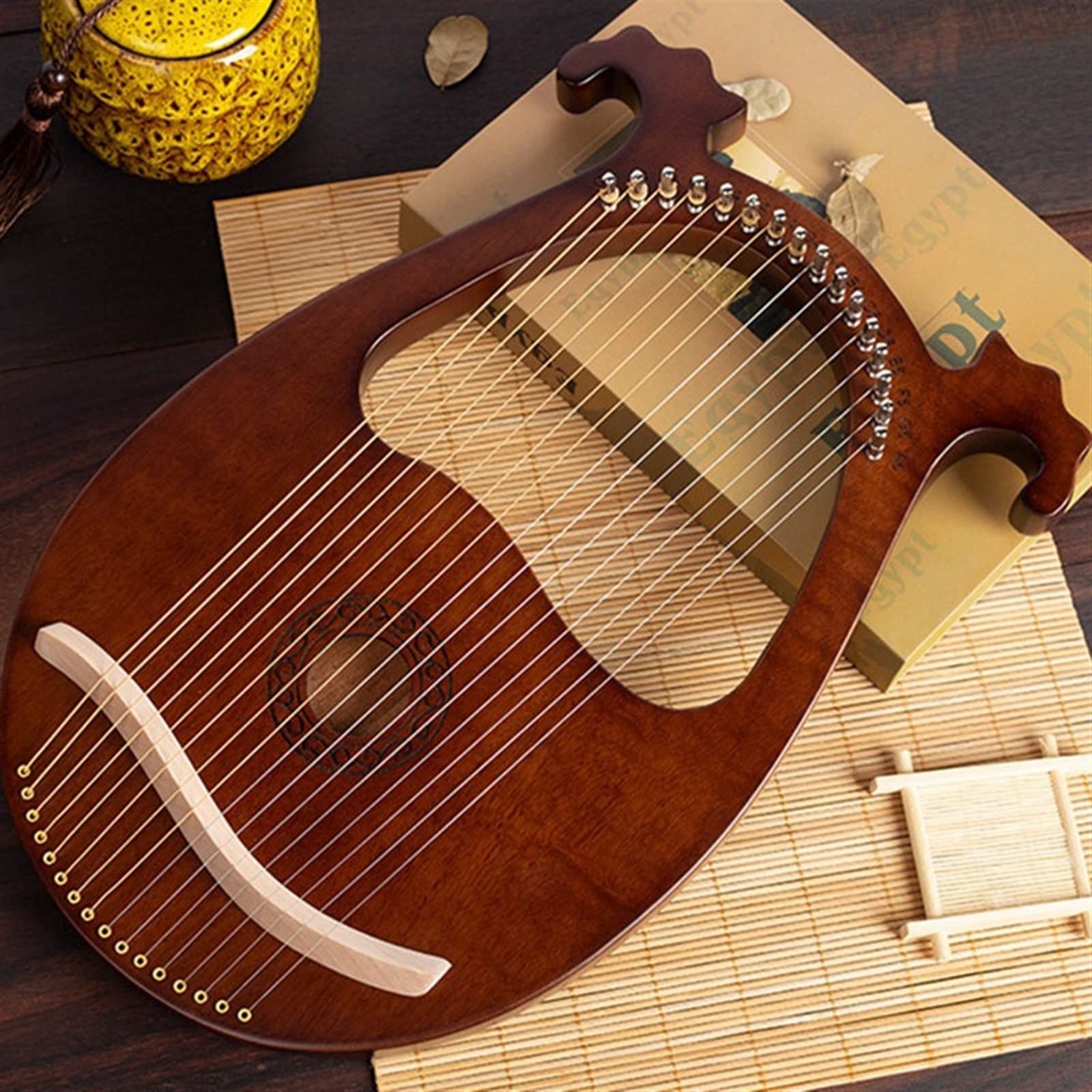 Lira Harfa 16-strunowy instrument strunowy z korpusem z mahoniu z kluczem do strojenia i zapasowymi strunami Lira Harfa,Harfa