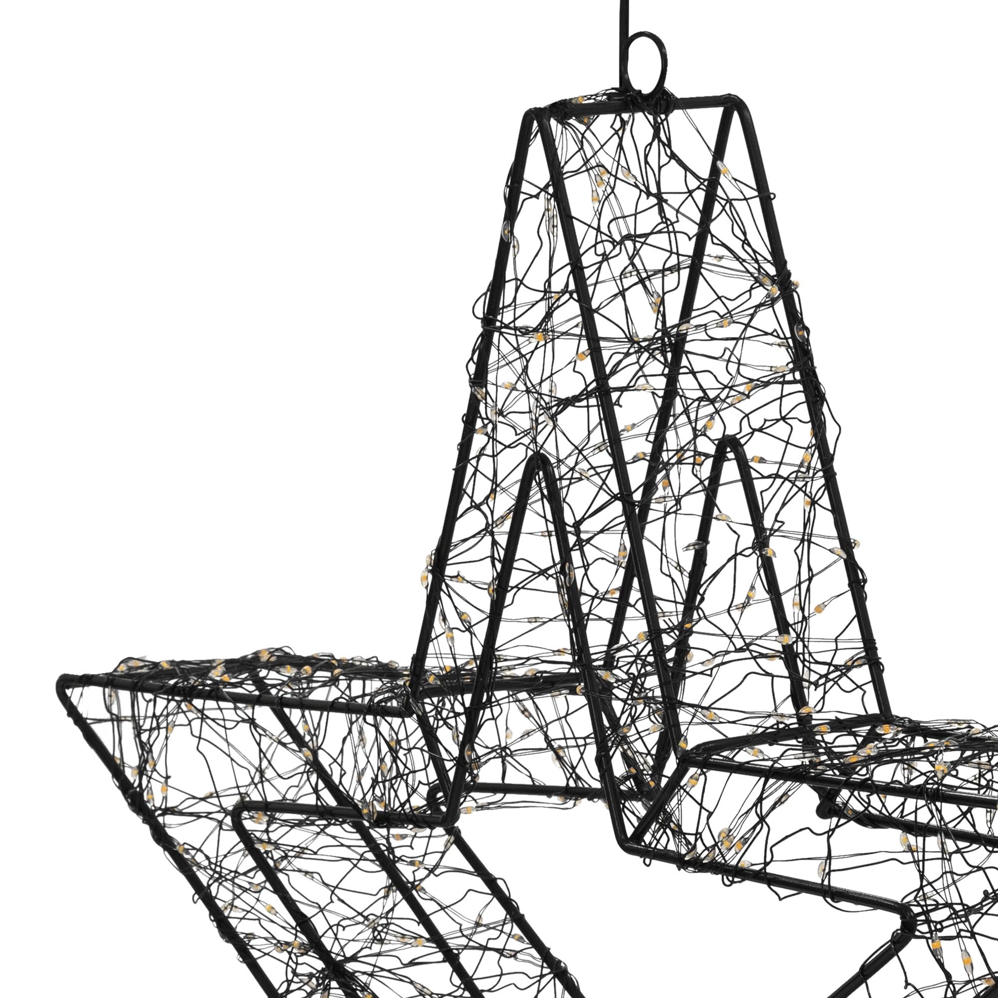 ECD Germany LED-Weihnachtsstern 38 cm, 500 LEDs Extra-Warmweiß, Timer, Innen/Außen, IP44 Wasserdicht, Leuchtstern aus Metall, LED Drahtstern zum Aufhängen für Weihnachten, Weihnachtsdeko Fensterdeko