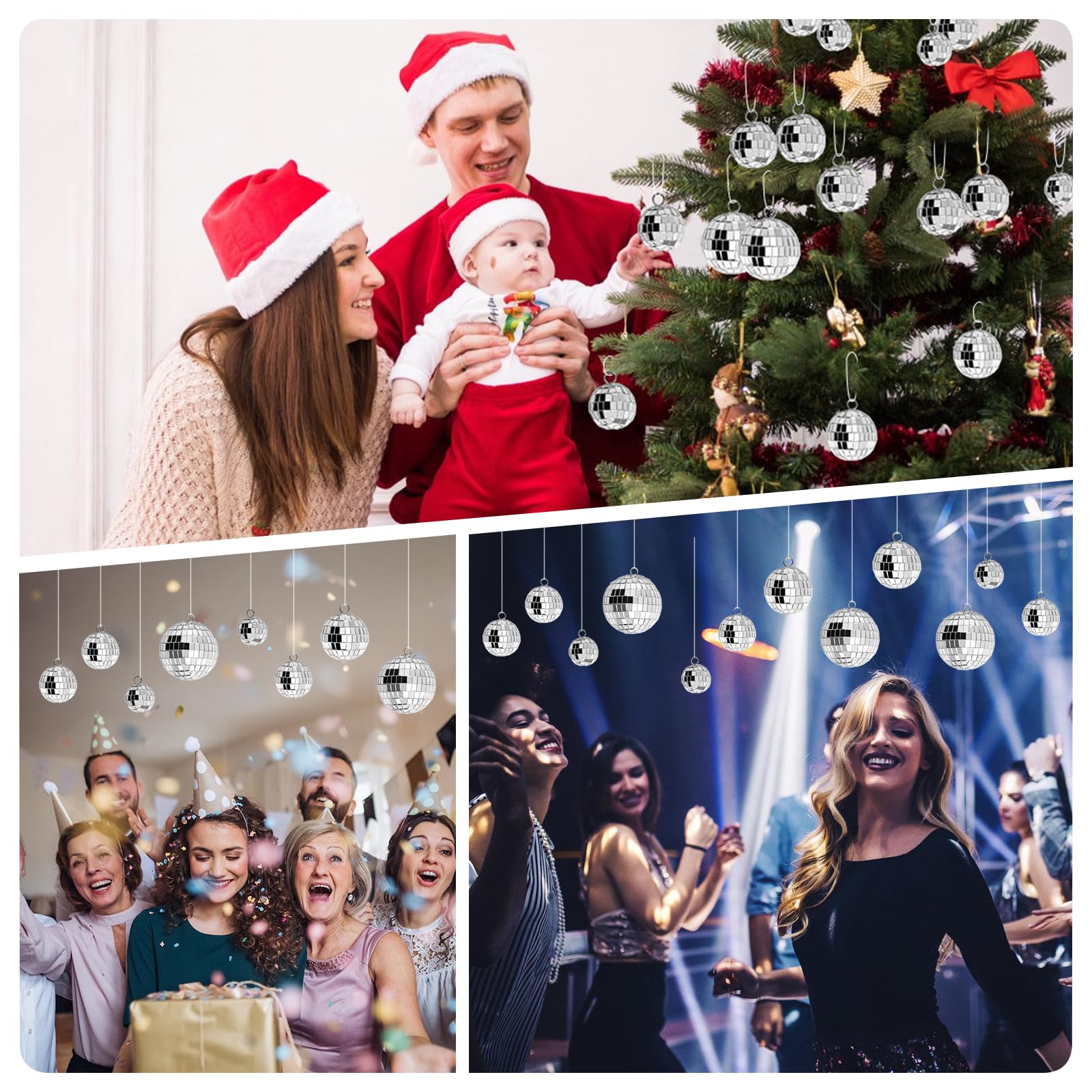 Bola Discoteca,25 Bolas Espejadas, Mini Bola de Discoteca,Bolas de Discoteca Pequeñas Decorativas,Disco Ball Pequeñas para Colgar el Árbol Navidad para Decor de Bodas,Fiestas Cumpleañosy Fiestas Casa