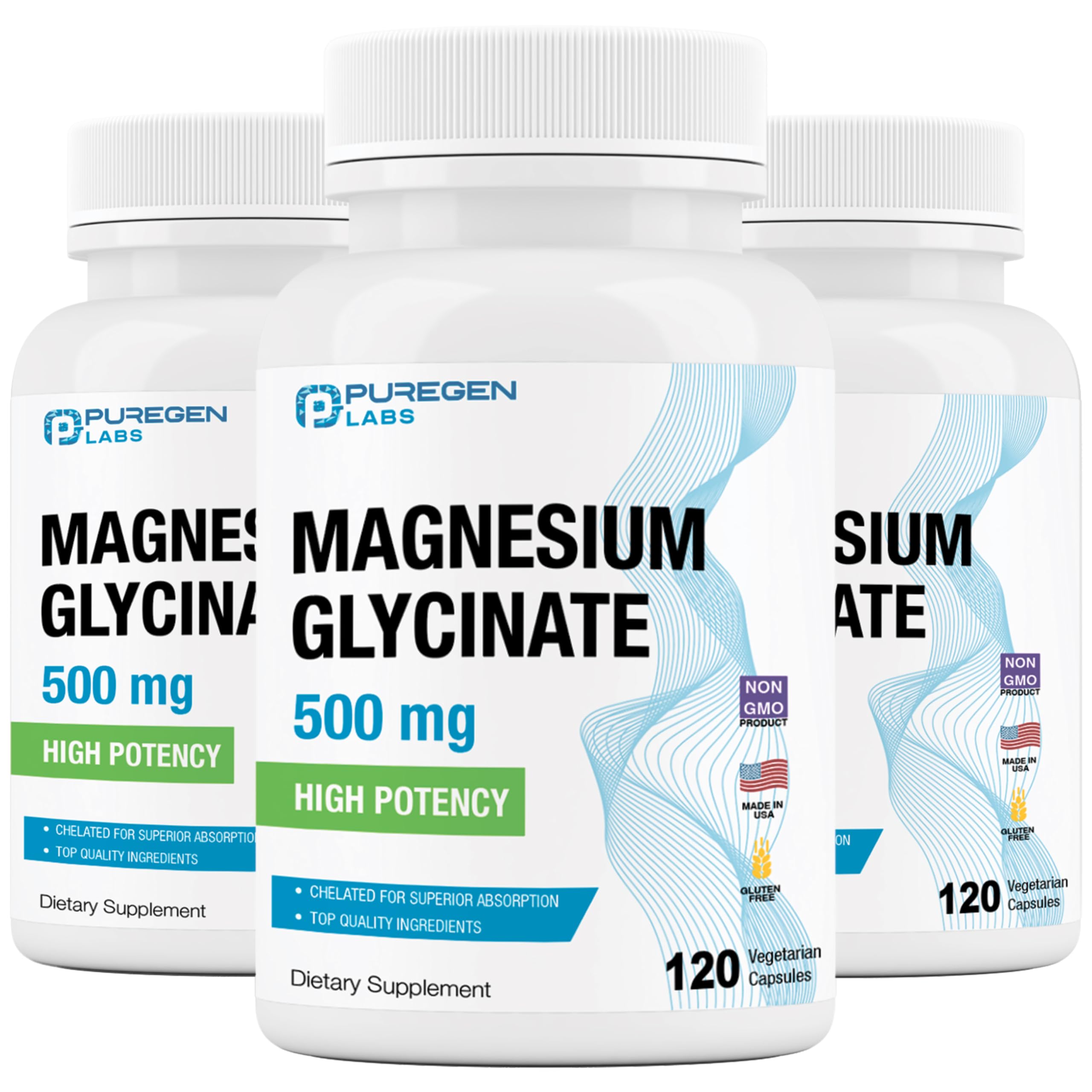 Sponsored Ad - Magnesium Glycinate 500mg [High Potency] Veggie Caps, Chelated for Superior Absorption, Non-GMO, NO Gluten and Dairy, Gentle on Stomach | Total 360 Capsules