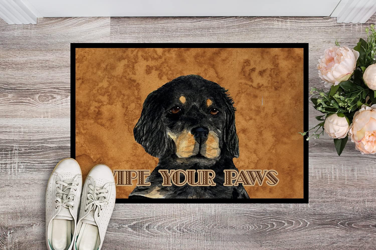 Caroline's Treasures SS4885MAT Gordon Setter Wipe Your Paws Doormat 18x27 Front Door Mat Indoor Outdoor Rugs for Entryway, Non Slip Washable Low Pile, 18H X 27W