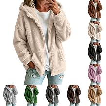 Womens Sherpa Fleece Hooded Jacket Full Zip Soft Fuzzy Fall Winter Coats