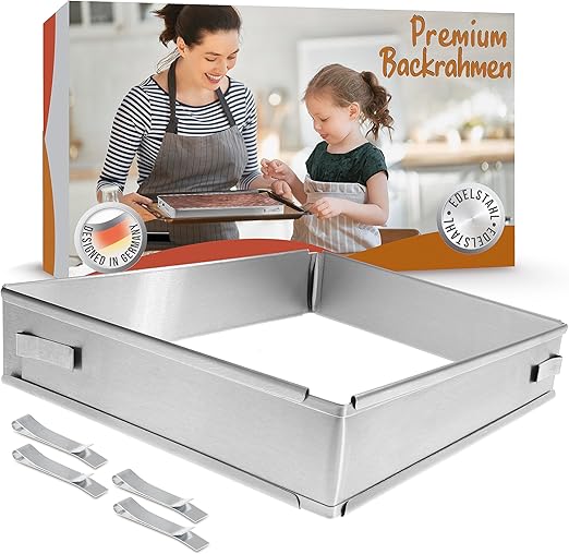 Verstellbarer Backrahmen Aus Edelstahl - Für Kuchen, Mousse & Mehr