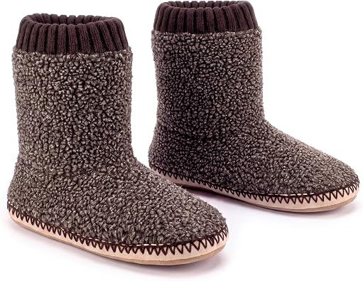 Men's Warm Up House Boots, Thick Fuzzy Sherpa Fleece Winter Moccasin Socks Non-slip Soles, Cozy Soft Comfy Indoor Shoes Rubber Grippers
