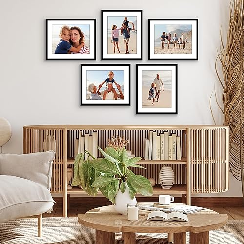 Vista 566 de Americanflat Portarretratos de 5 x 6 pulgadas con plexiglás pulido, juego de 5 portarretratos de 2 x 3 pulgadas con paspartú o para fotos de 5 x 6