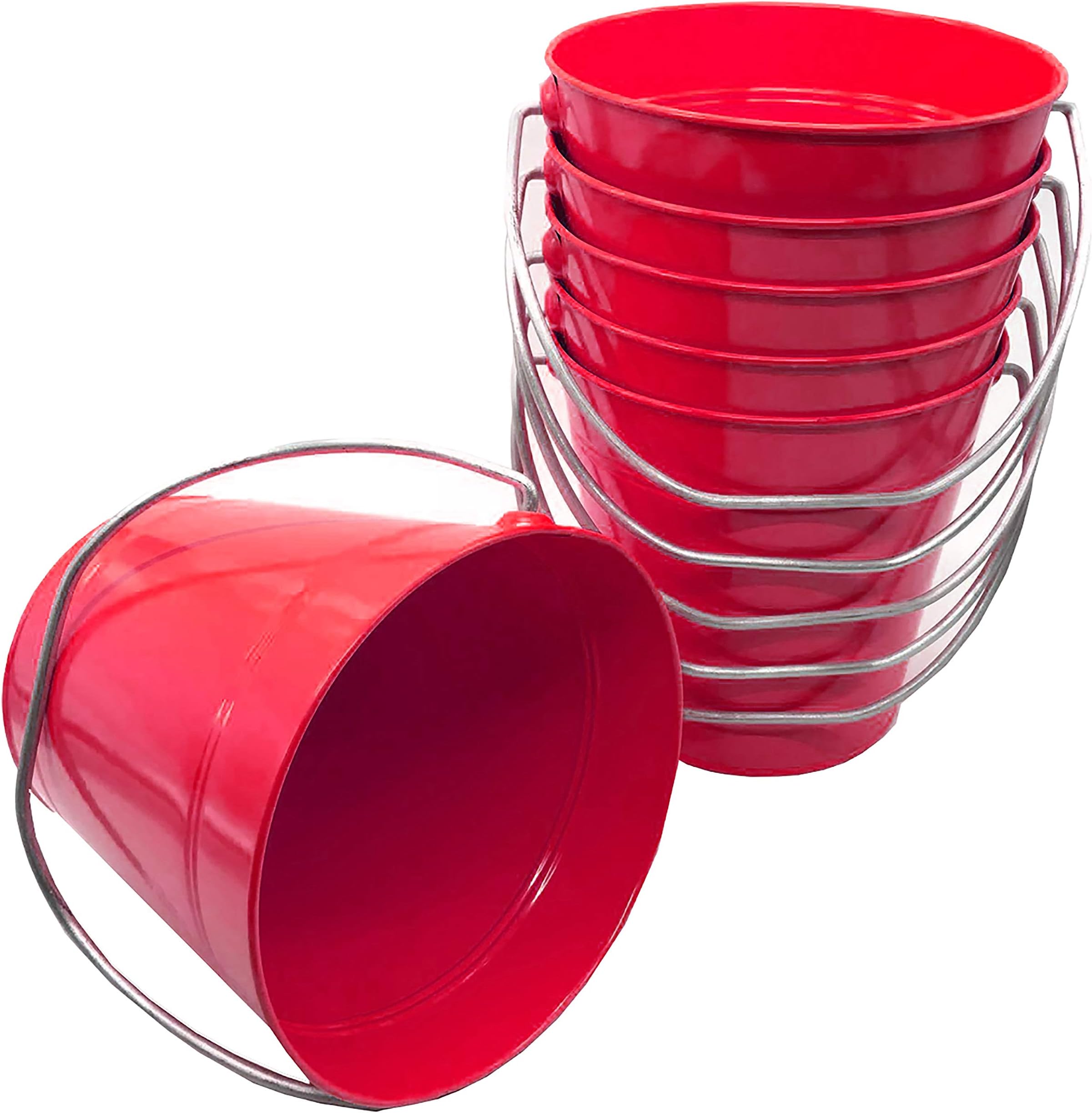 ITALIA 6-Pack, Size 5.6 X 6 Color Red, Quality Metal Bucket,1.5 Quart 6-Pack