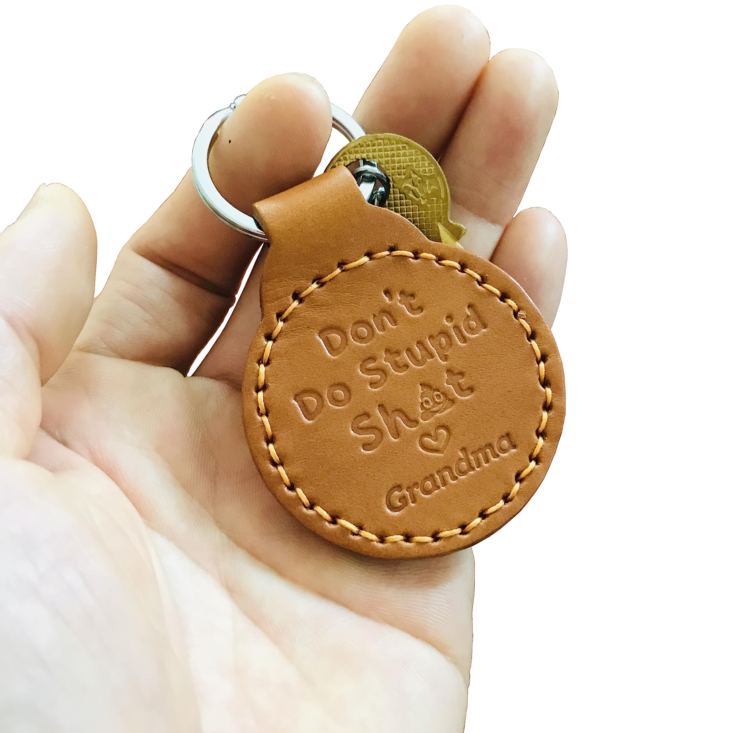 Funny Gifts for Granddaughter and Grandson from Grandma Don't Do Stupid Keychain Birthday Gifts for Grandkids, Graduation Gifts Gag Leather Keychain
