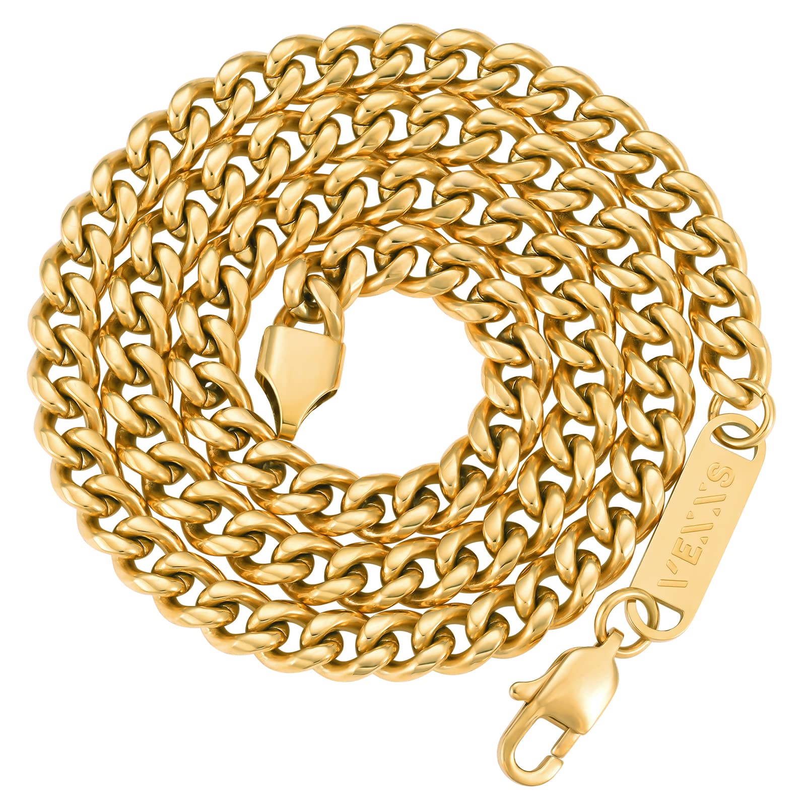 VEXXS 18K Gold beschichtet Cuban Halskette Panzerkette Miami Kubanische Gliederkette Herren Nickelfrei