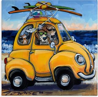 Stupell Industries Groovy Pet Beach Buggy, 17 x 17 Inch Canvas Wall Art