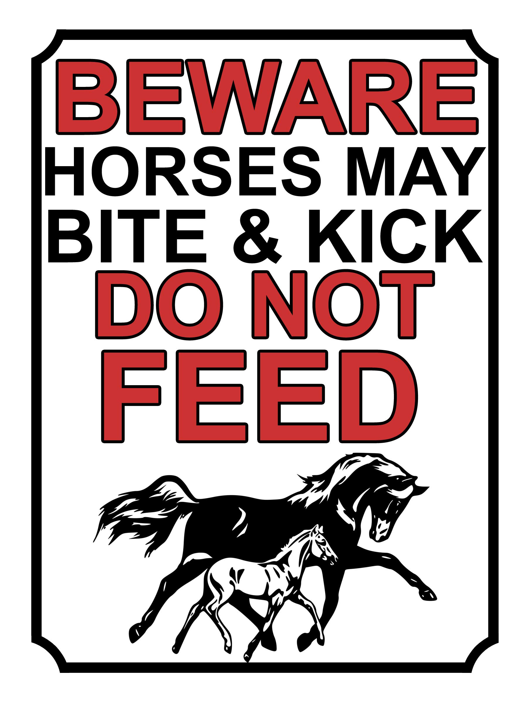 Shawprint Limited Mother And Faol Beware Horses May Bite & Kick Do Not Feed Metal Sign 200Mm X 150Mm (1957H1) (Metal, 6" X 4" (150Mm X 115Mm))