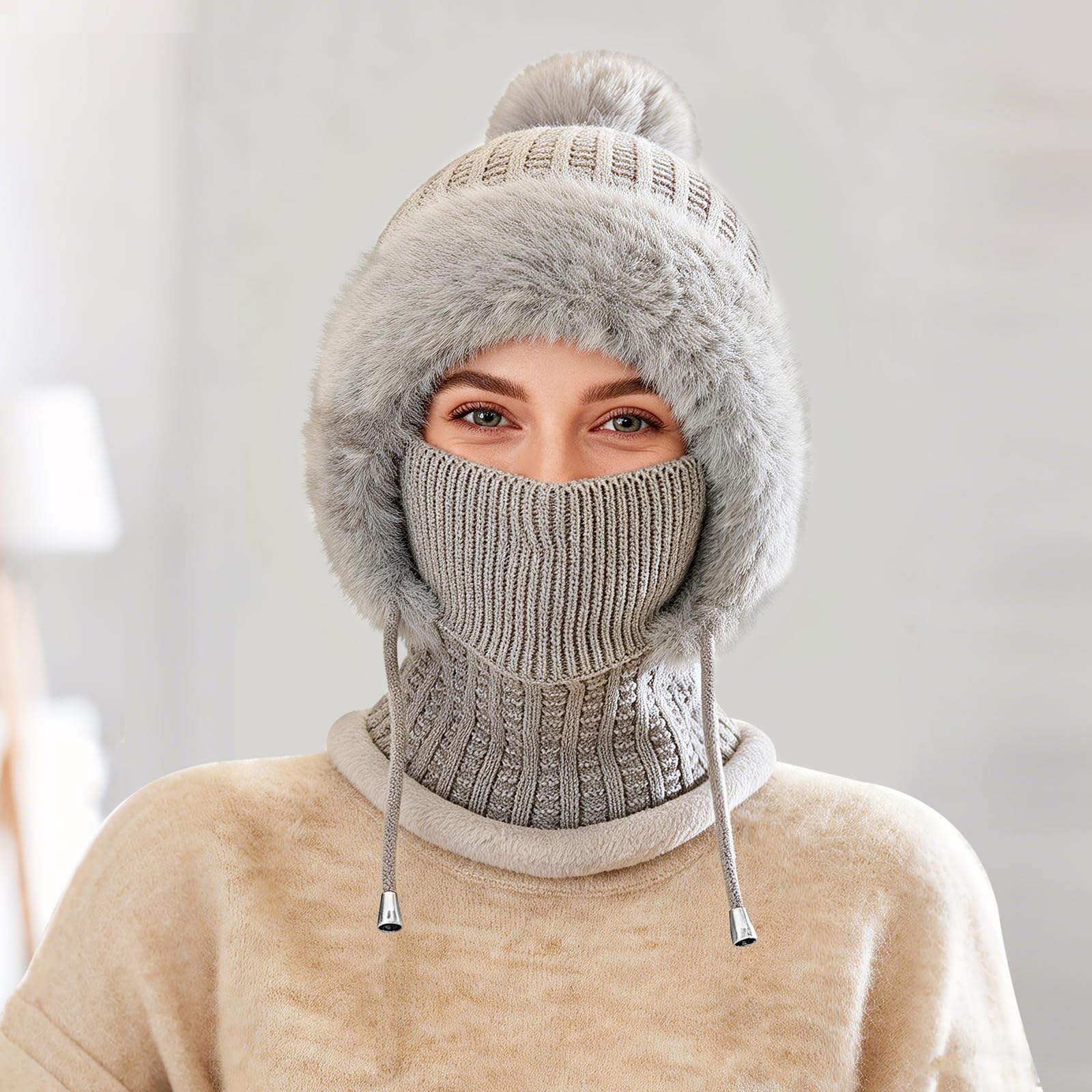 TAGVO Pasamontañas Termico para Mujer, Pasamontañas Invierno Capucha Polar Máscara de Esquí Balaclava Polar Multifuncional para Clima Frío Montaña Camping Senderismo