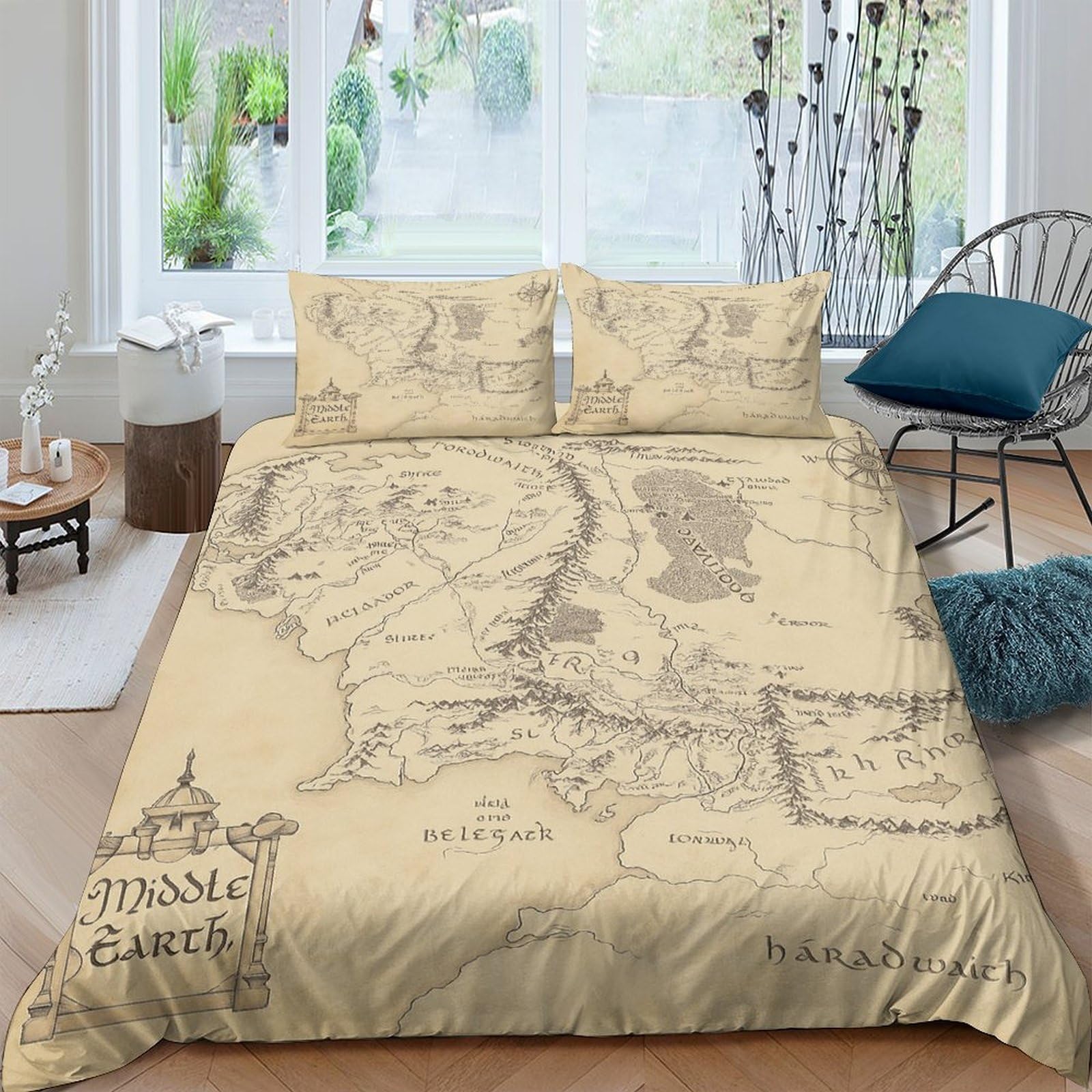 Ctjqhvkz Style-10 3D Printed Vintage Map Fitted Sheet Microfiber Soft Breathable Medieval Chart Bed Cover For Bedroom Guestroom Decor Single（135X200cm）