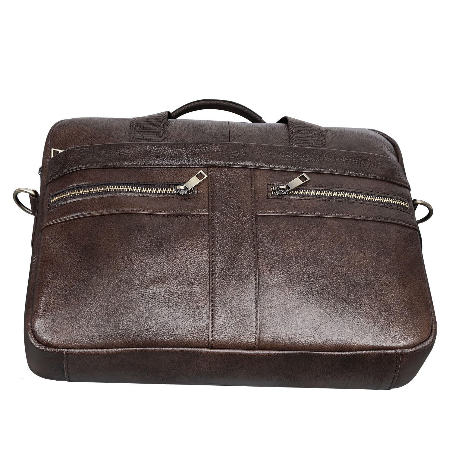 Skórzana teczka 15-calowa torba na laptopa, listonoszka na ramię, torba robocza, torebka crossbody, torebka na podróż służbową, prezent świąteczny dla mężczyzn, ojca, męża (CFZ-brązowa), Brązowy