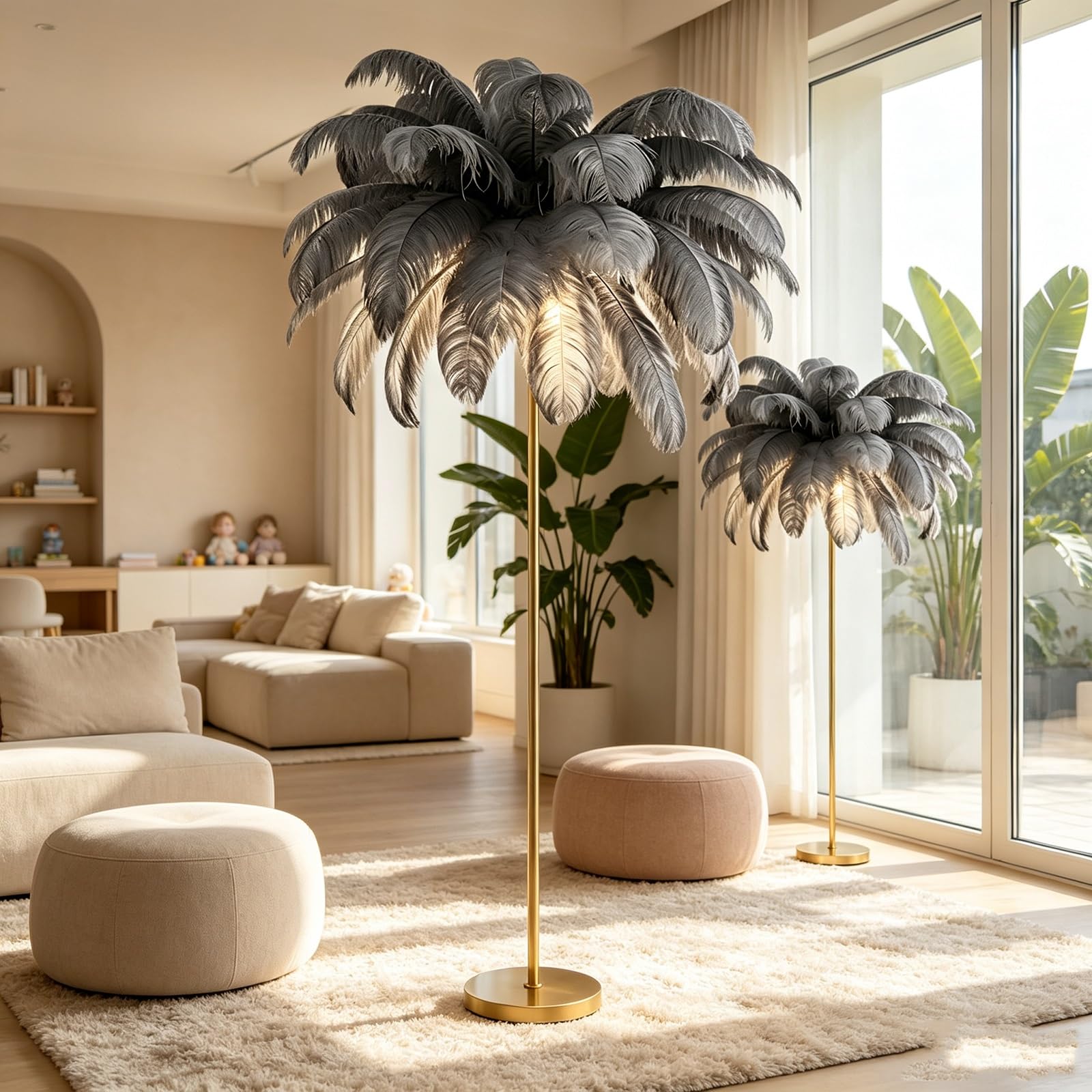 LCNDKF Luxury Feather Shade Floor Lamp