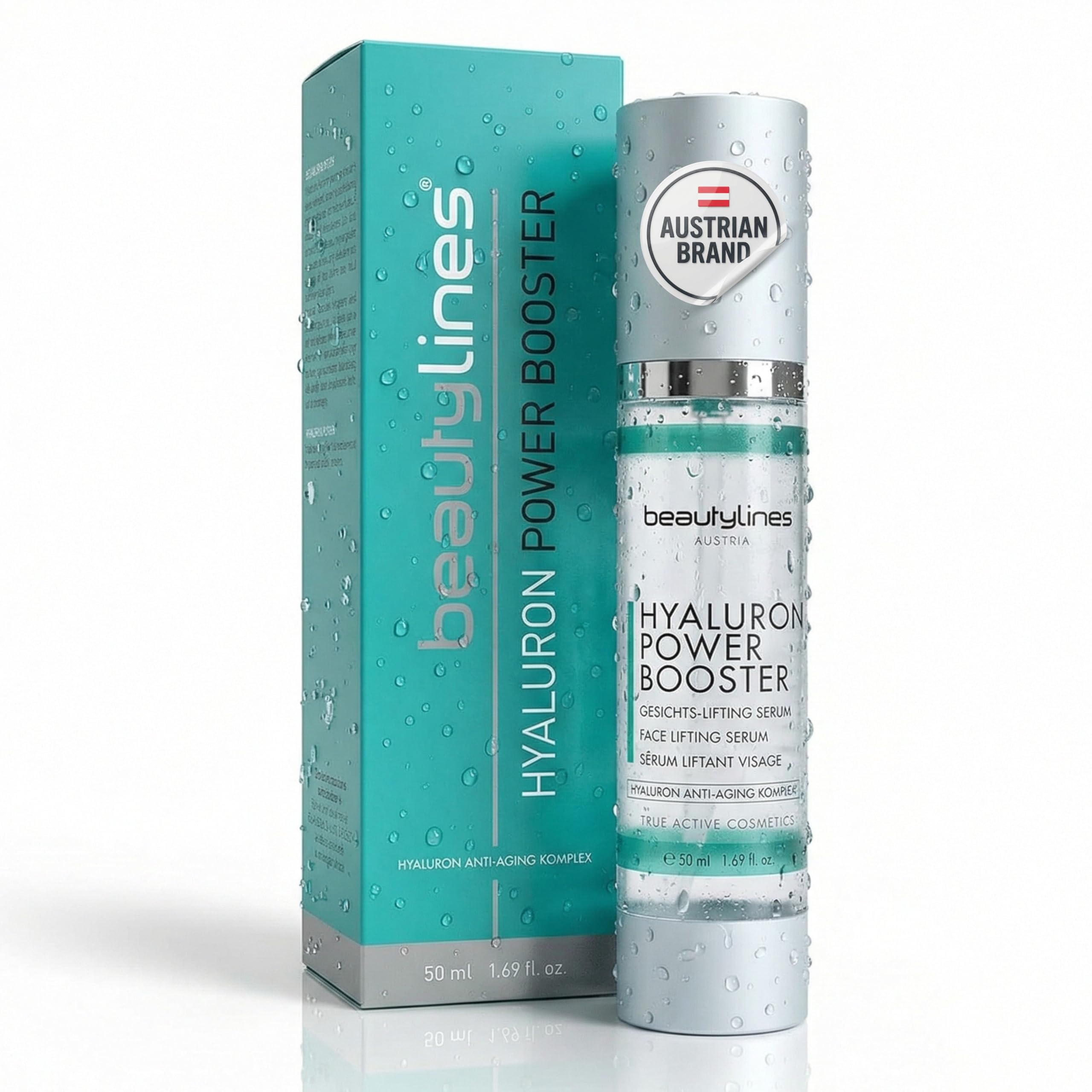 Hyaluron Power Booster 50ml – Anti-Aging Serum mit Argireline® & Hyadisine® – Feuchtigkeits-Booster Botox-Effekt – polstert Falten auf & strafft Haut für Gesicht, Hals & Dekolleté