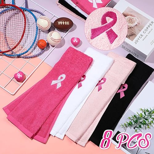 Miniatura 6 de Preboun 8 toallas de fútbol con cinta rosa, toalla de campo de fútbol con cierre, accesorios de fútbol para jóvenes, hombres y mujeres, deportes,