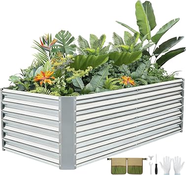 G GOOD GAIN 6x3x2 ft Galvanized Raised Garden Bed Kit, Large Metal Planter Box Outdoor for Vegetables, Flowers, Herbs, 269 Gallon Capacity Deep Root Design, Silver