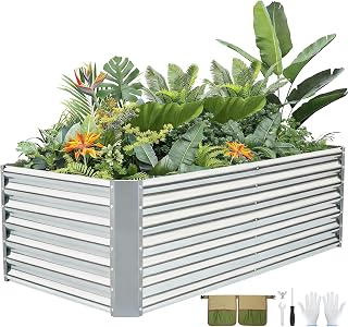 G GOOD GAIN 6x3x2 ft Galvanized Raised Garden Bed Kit, Large Metal Planter Box Outdoor for Vegetables, Flowers, Herbs, 269 Gallon Capacity Deep Root Design, Silver