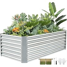 G GOOD GAIN 6x3x2 ft Galvanized Raised Garden Bed Kit, Large Metal Planter Box Outdoor for Vegetables, Flowers, Herbs, 269 Gallon Capacity Deep Root Design, Silver