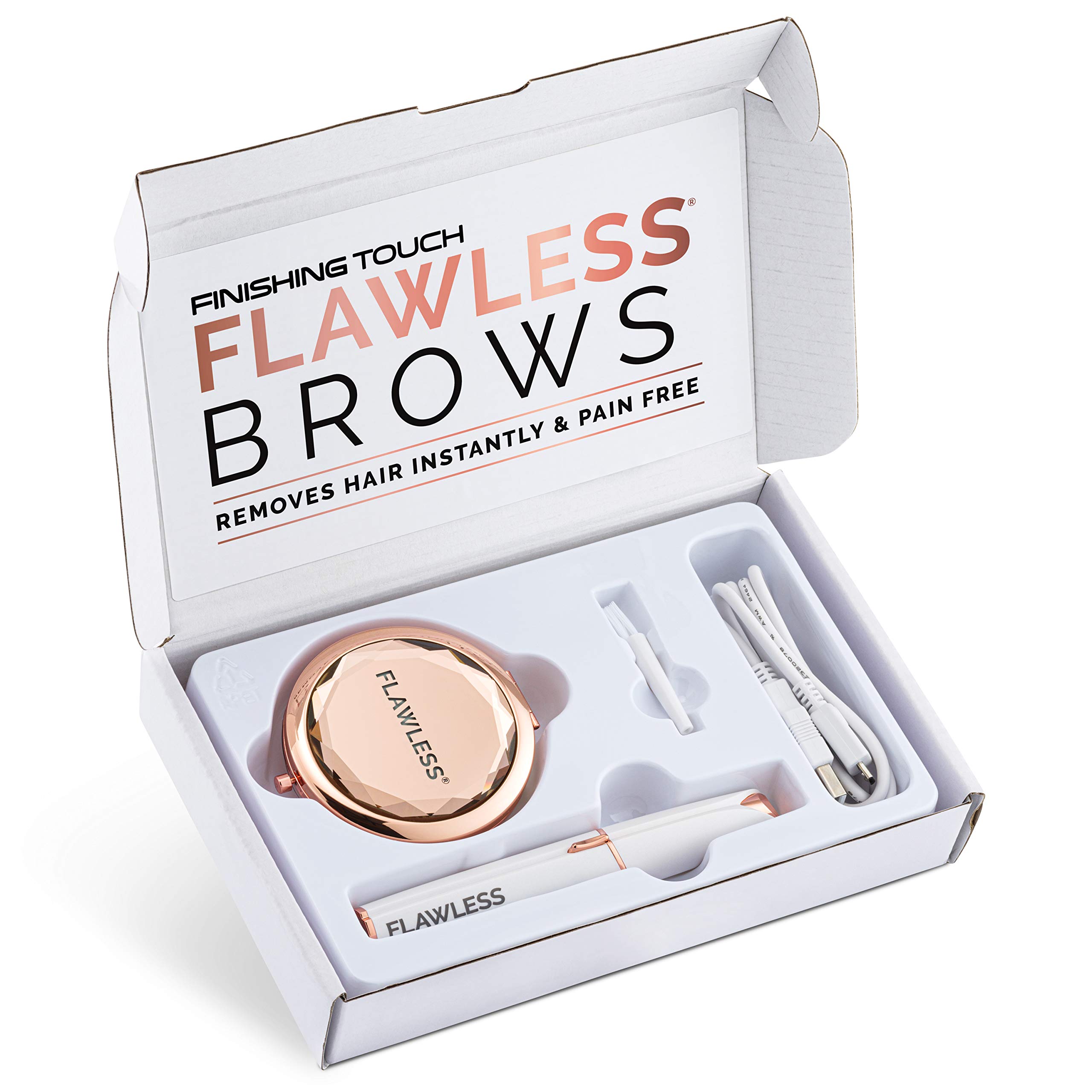 Finishing Touch Flawless Brows, Tondeuse de Précision Sourcils Rechargeable Nouvelle Génération, Doux et Sans Danger, Blanc