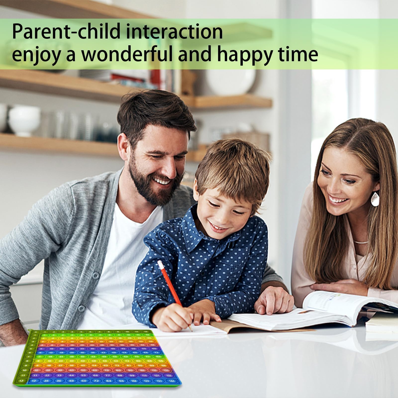 Times Table Poppet 12x12 Math Fidget Toy Double Side Multiplication Popper Addition Poppet Fidget Toy Relieve Stress and Anxiety 12x12&12+12 (Green Edge Design 1-144) - Image 4