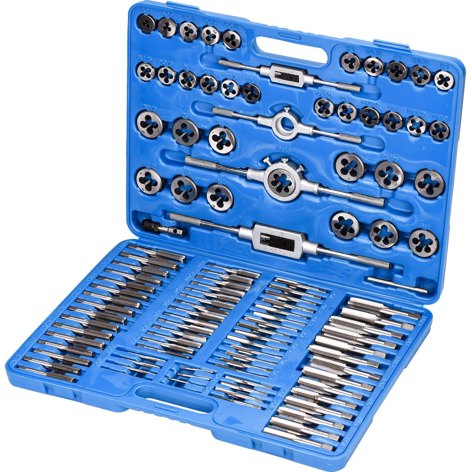 110 Pezzi Set Maschi E Filiere M2-M18 Filiera per Filettatura con Chiave Inglese, per Filettatura Fine
