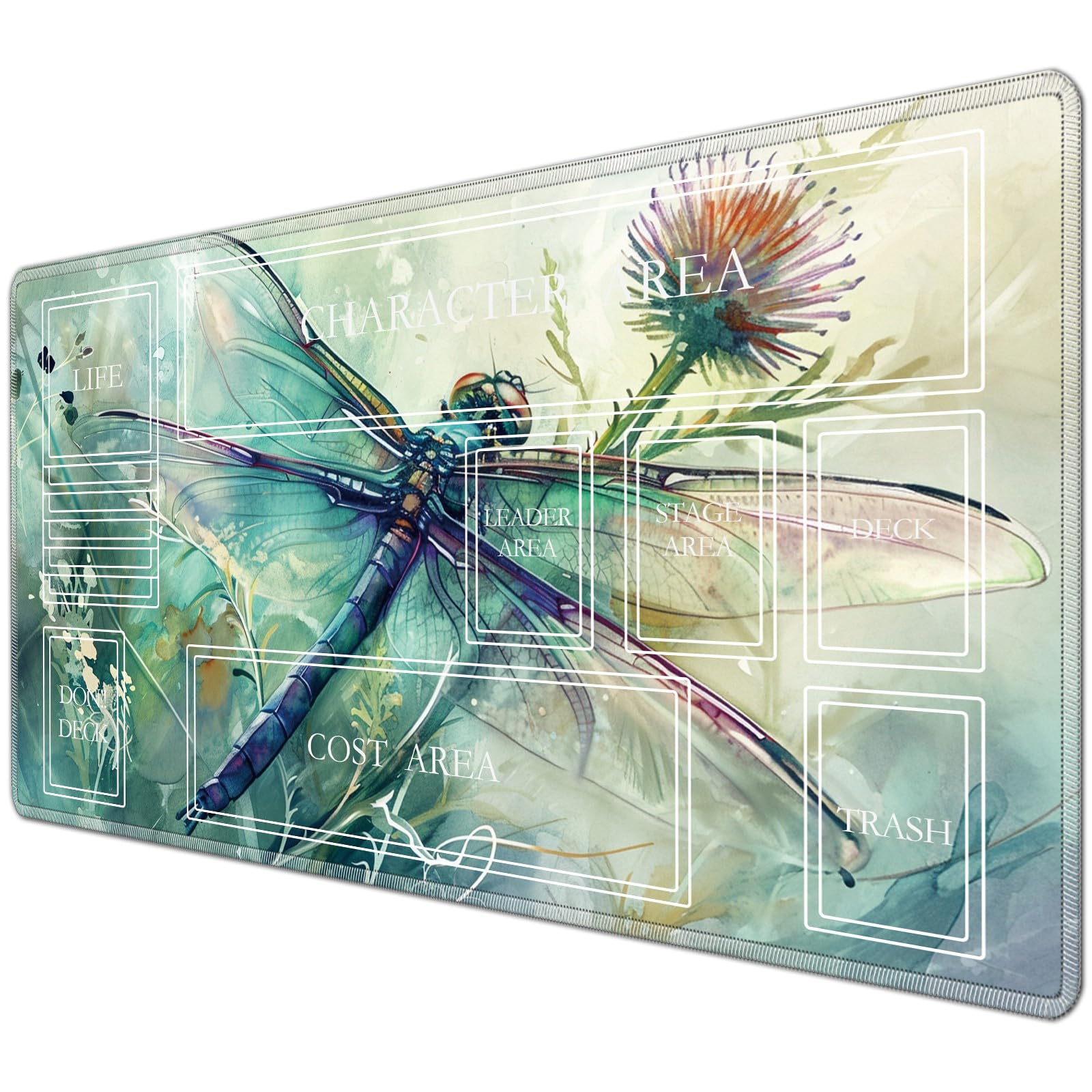 JANENFNA TCG Playmat with Magic Zones 24 x 14 inches Mousepad Compatible for OPCG CCG Trading Card Game Play Mats Smooth Rubber Surface Magic The Gathering Play Mat, Dragonfly
