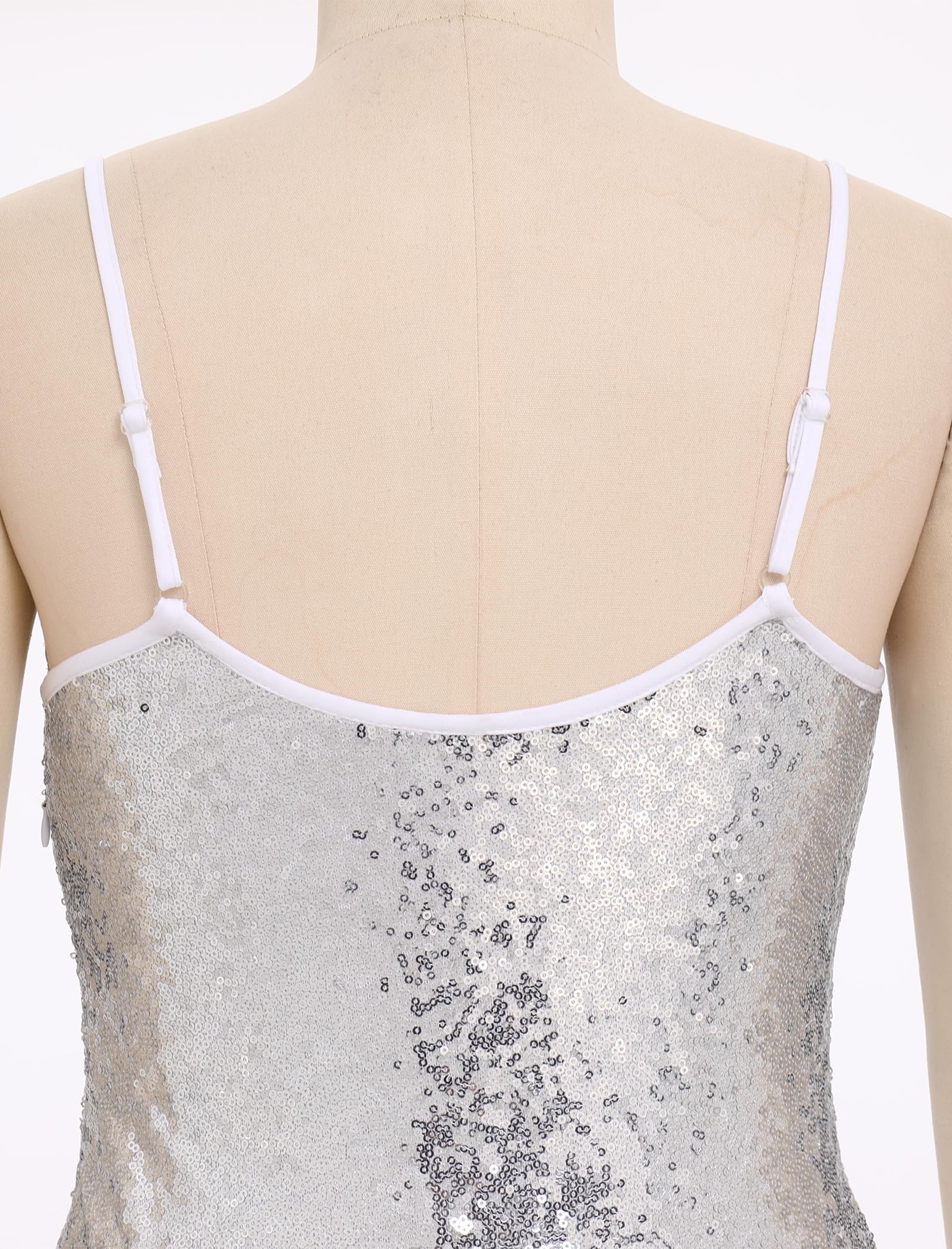 FYMNSI Body à paillettes pour femme - Justaucorps sans manches - Paillettes - Pour festivals de musique - Danse latine - Taille S à 2XL