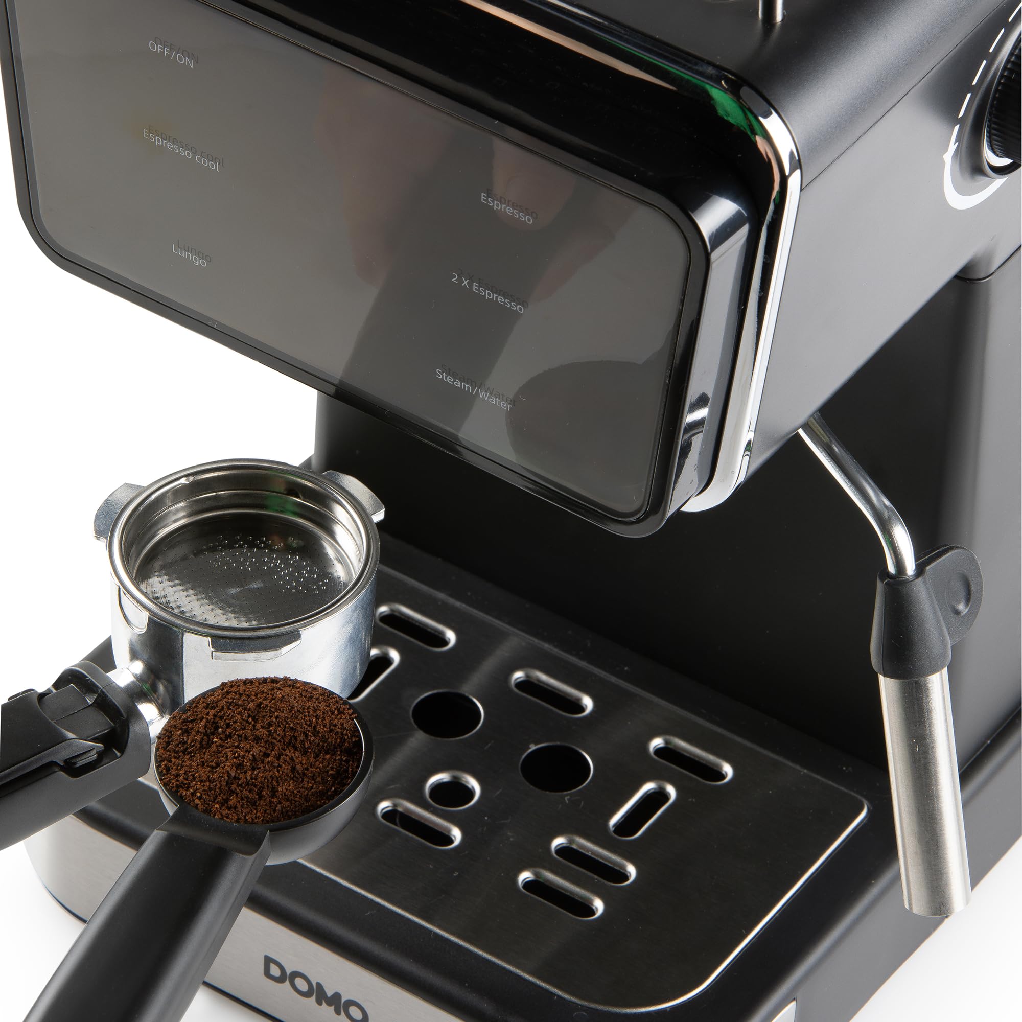 DOMO DO757K - Máquina espresso de 20 bares - Pantalla táctil a color - Boquilla de vapor - Café molido - Alternativa máquina espresso automática - Depósito 1,5 L