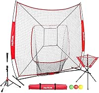 Vista 1 de McHom Juego de red de práctica de béisbol y sóftbol de 7 x 7 pies con camiseta de viaje, organizador de bolas, 3 bolas pesadas y zona de golpe