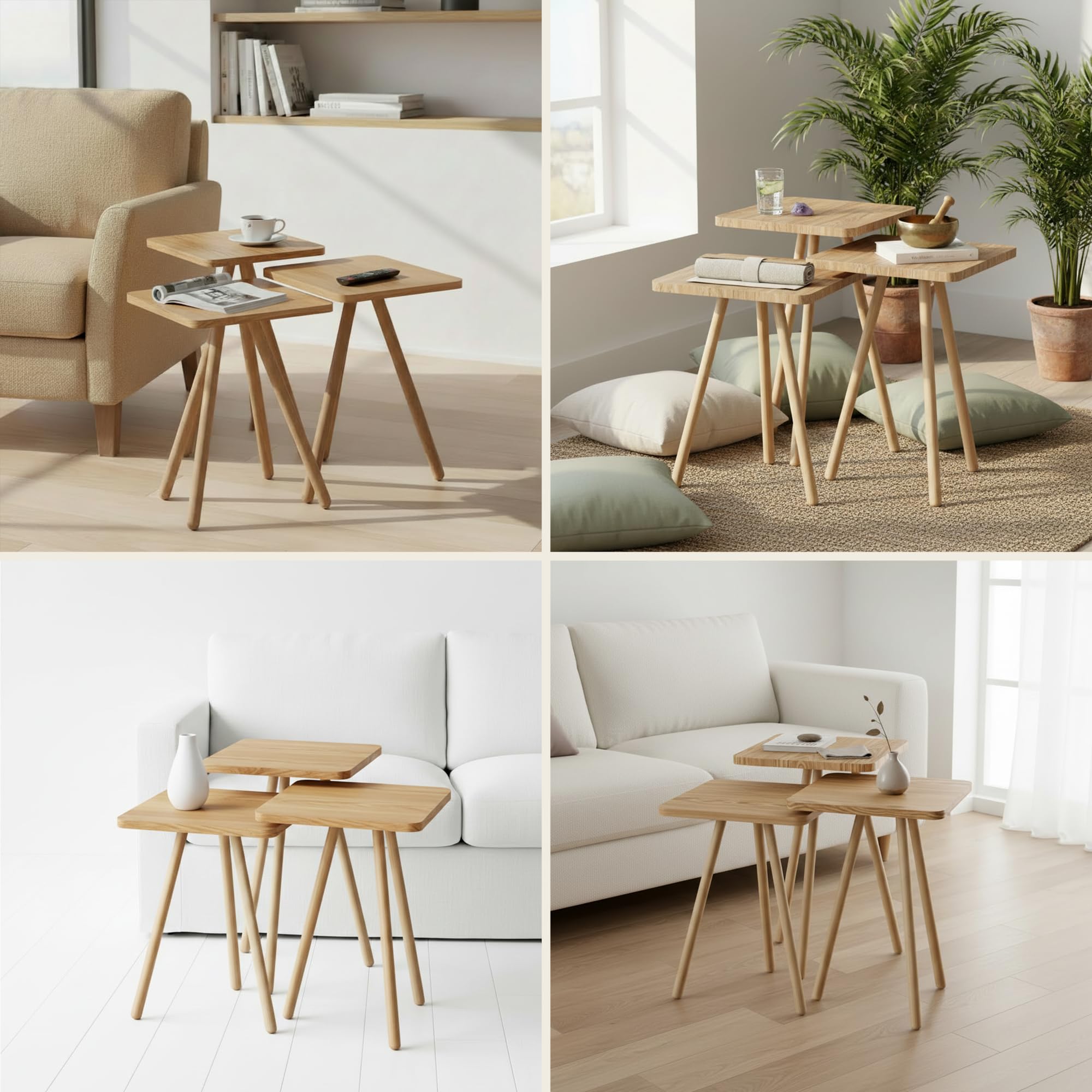 Beistelltisch Eiche 7 Farbvarianten Design (Quadratisch, Oak)