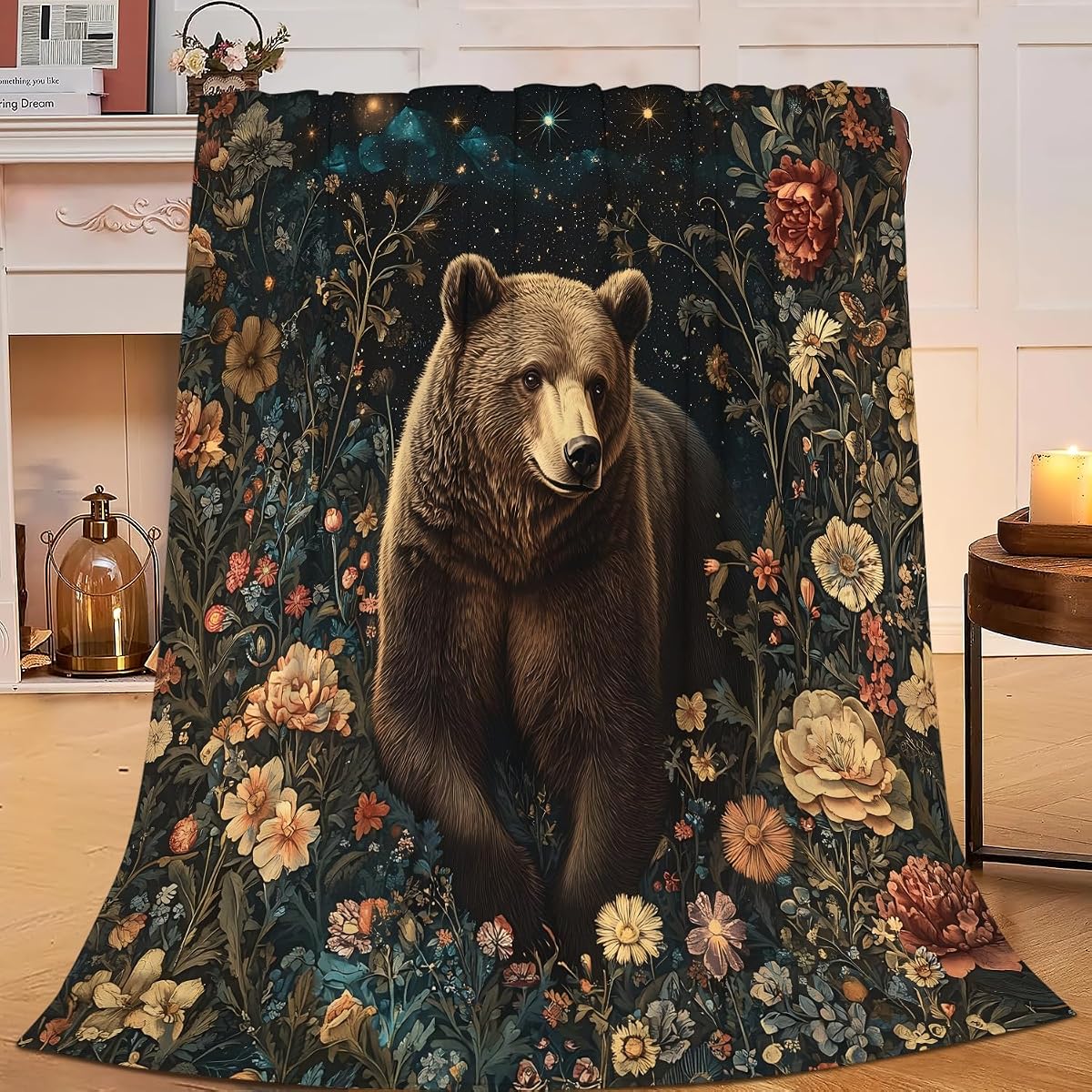 Forest Bear Blanket Brown Bear Decor Animal Print Throw Blanket Gifts for Girls Boys Super Warm Soft Plush Lightweight Fleece Flannel Winter Bedding Blankets for Kids Adults Women Men 50"X40"